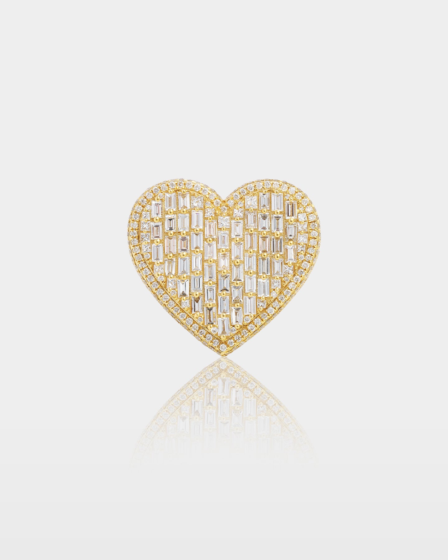 10K Gold Baguette Diamond Heart Signet Ring | The Ice Champ USA