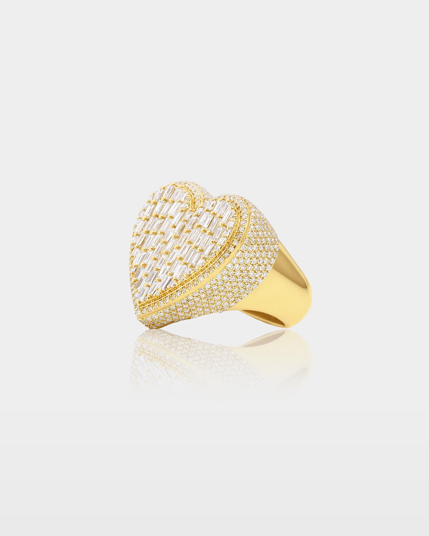 10K Gold Baguette Diamond Heart Signet Ring | The Ice Champ USA
