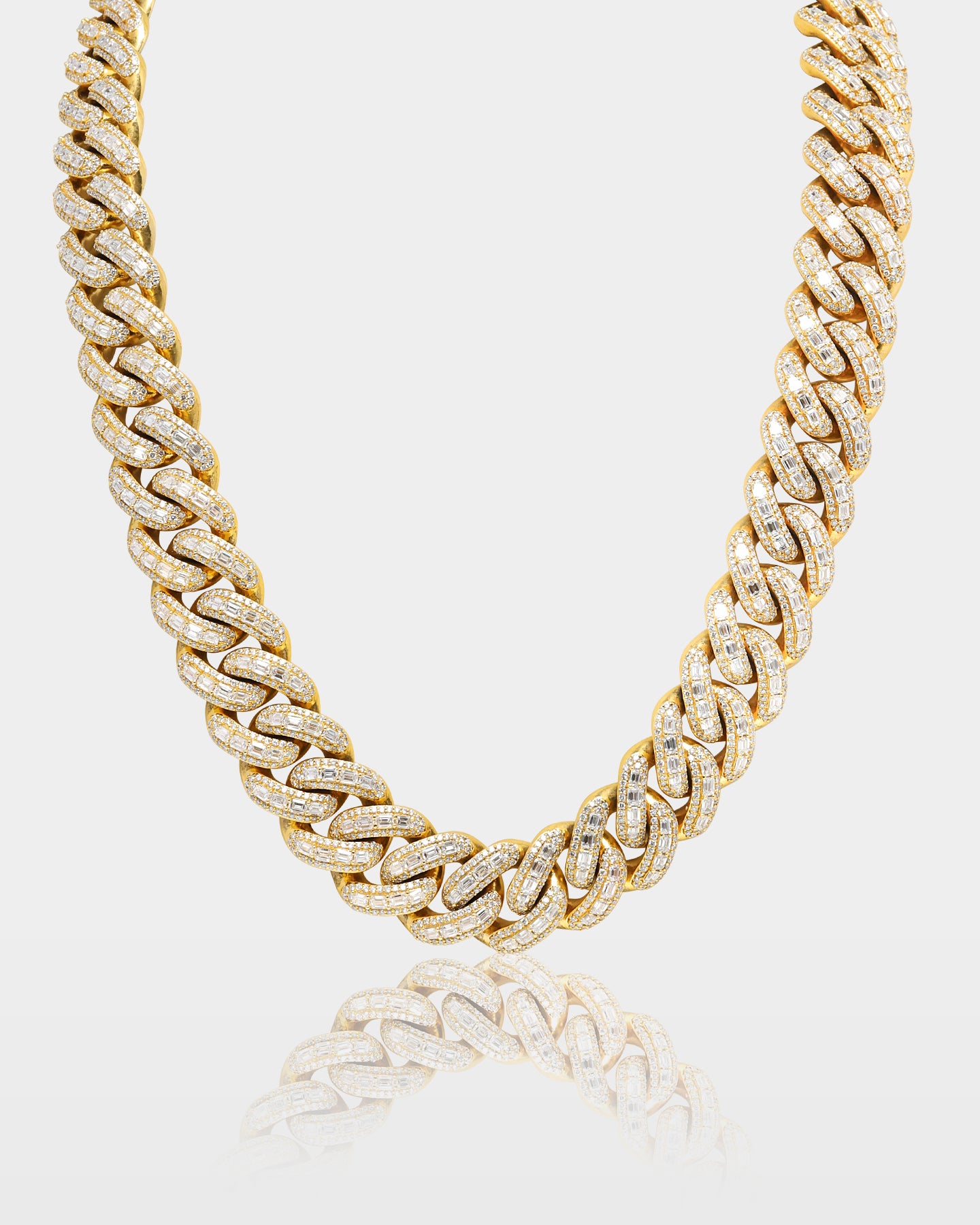 14K Gold Baguette & Round Diamond Cuban Link Chain | The Ice Champ