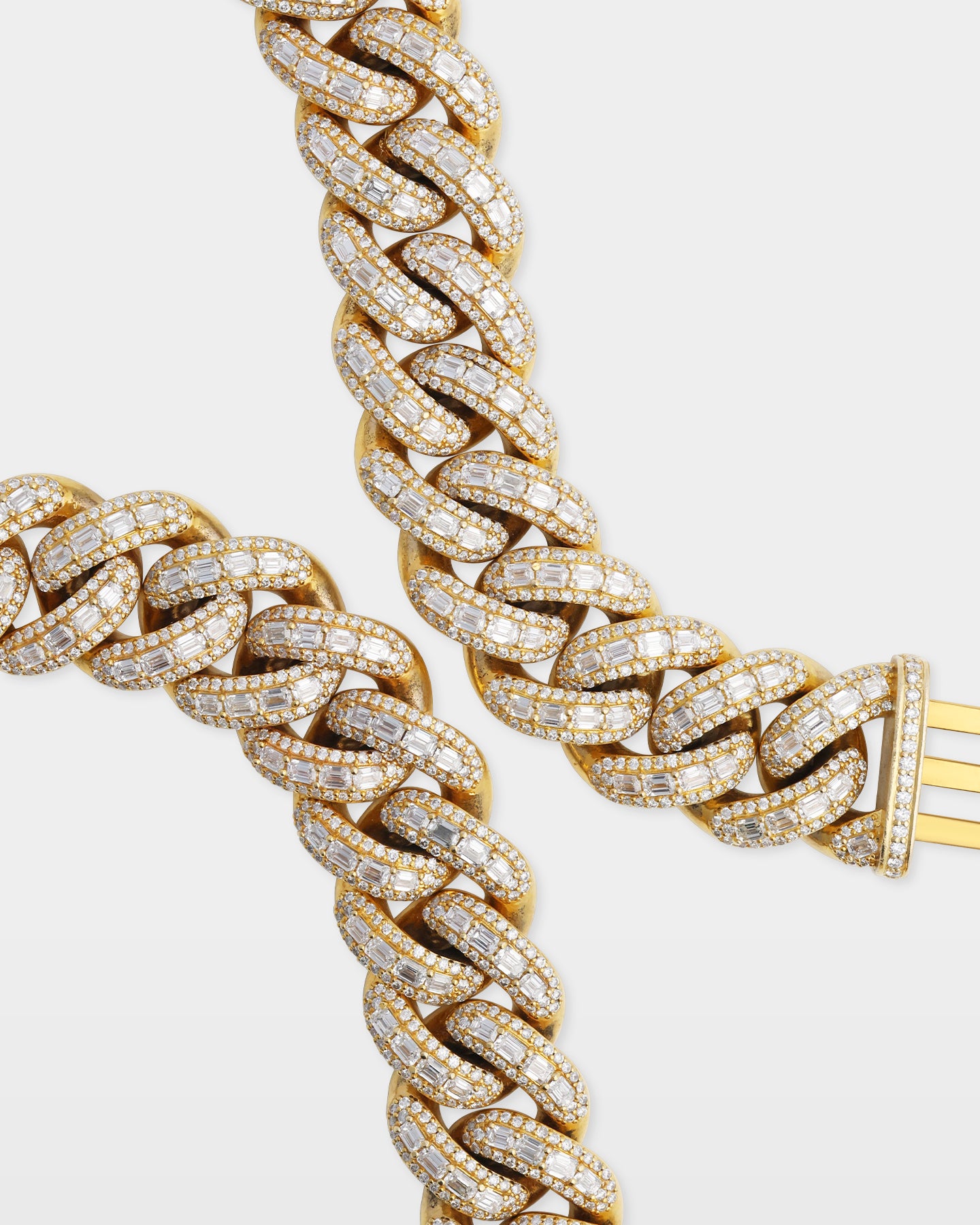 14K Gold Baguette & Round Diamond Cuban Link Chain | The Ice Champ