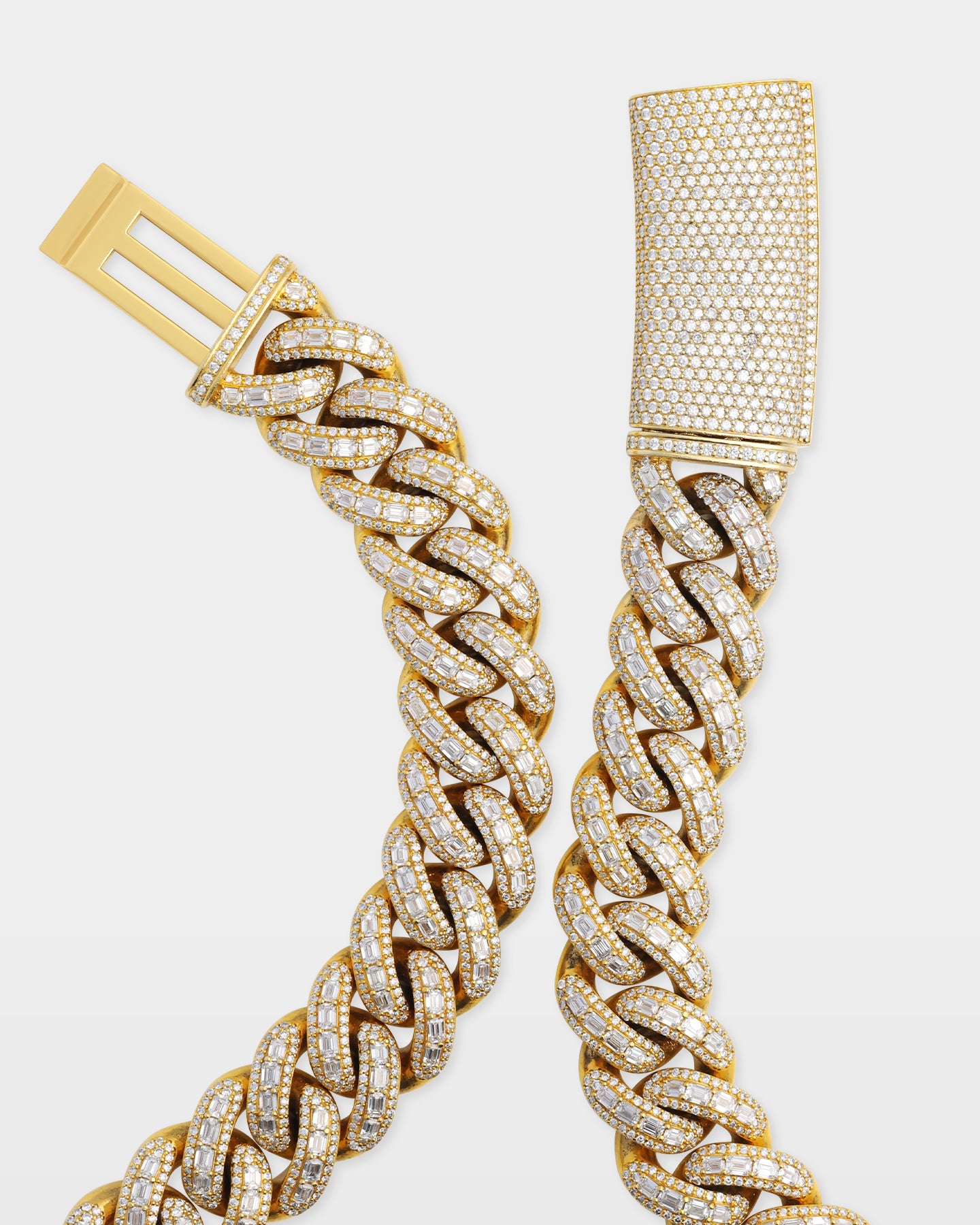 14K Gold Baguette & Round Diamond Cuban Link Chain | The Ice Champ
