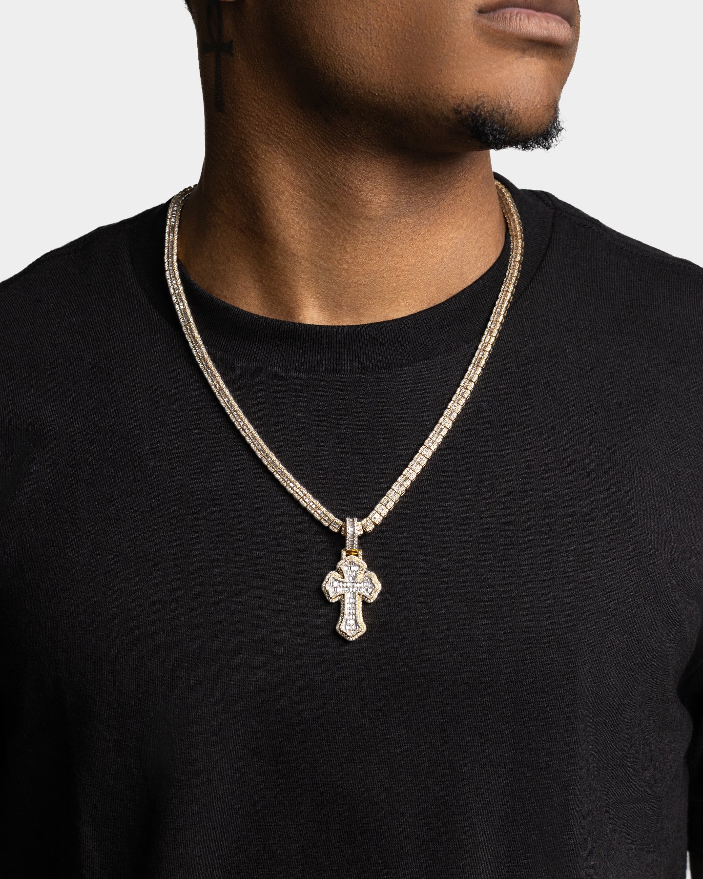 Yellow Gold Chunky Cross Diamond Pendant | The Ice Champ TX
