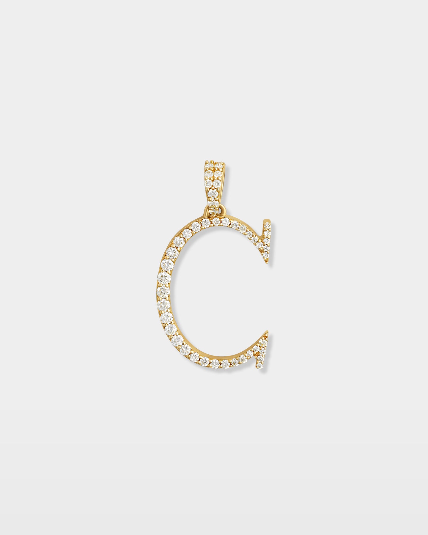 Yellow Gold "C" Letter Diamond Pendant | The Ice Champ Jewelry