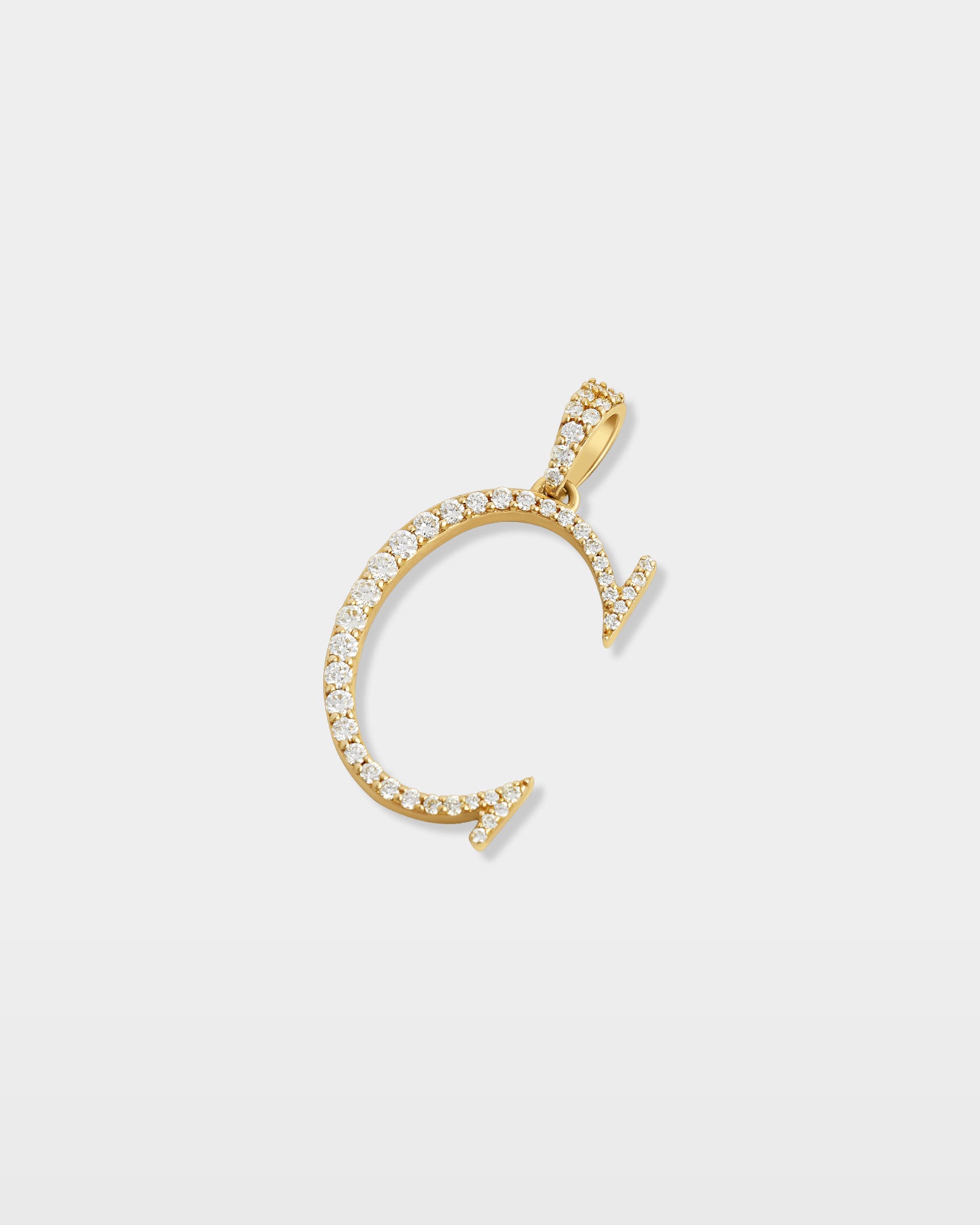 Yellow Gold "C" Letter Diamond Pendant | The Ice Champ Jewelry