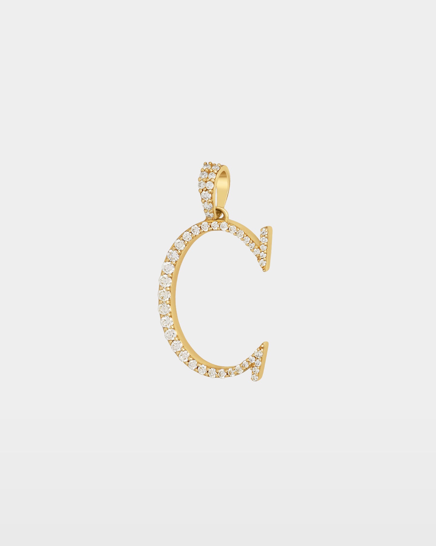 Yellow Gold "C" Letter Diamond Pendant | The Ice Champ Jewelry