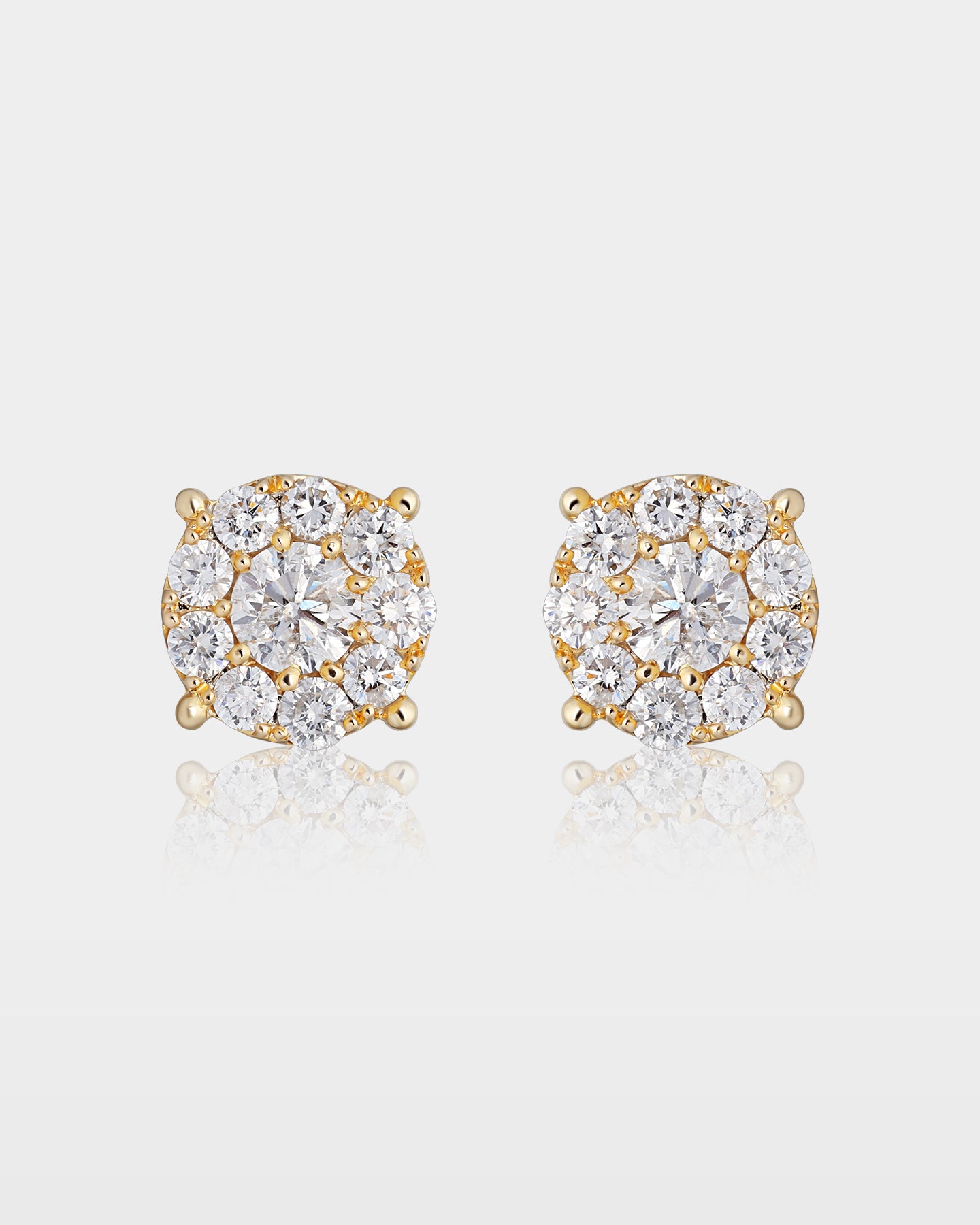 Yellow Gold Circular Round Diamond Studs | The Ice Champ Dallas Texas