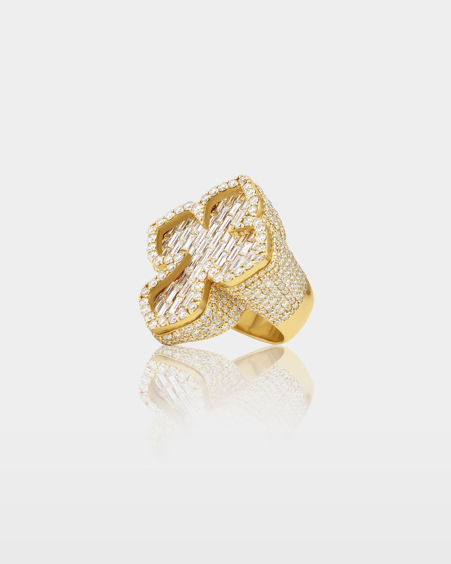 Mens Gold Cross Pavé Diamond Ring | The Ice Champ Dallas