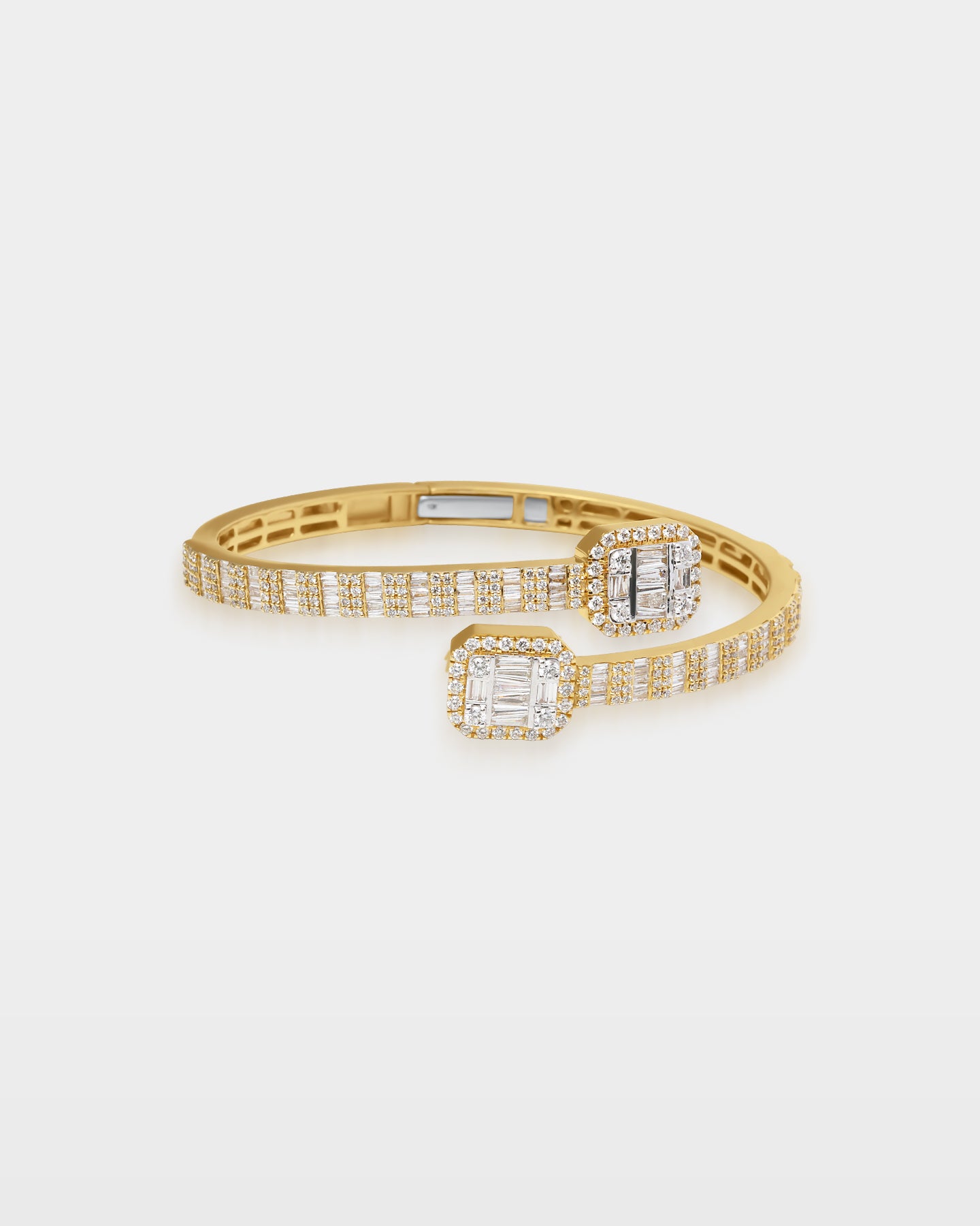 Yellow Gold Cushion Halo Diamond Bangle | The Ice Champ DFW, Texas