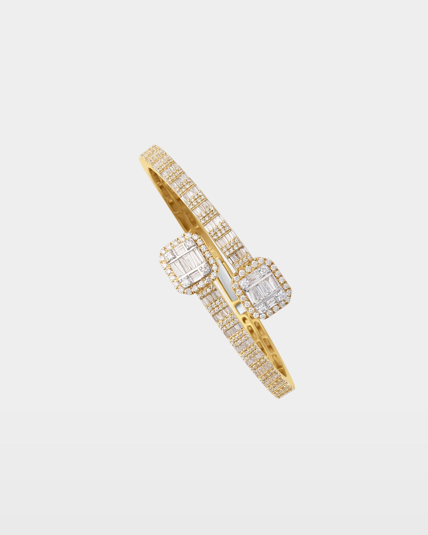 Yellow Gold Cushion Halo Diamond Bangle | The Ice Champ DFW, Texas