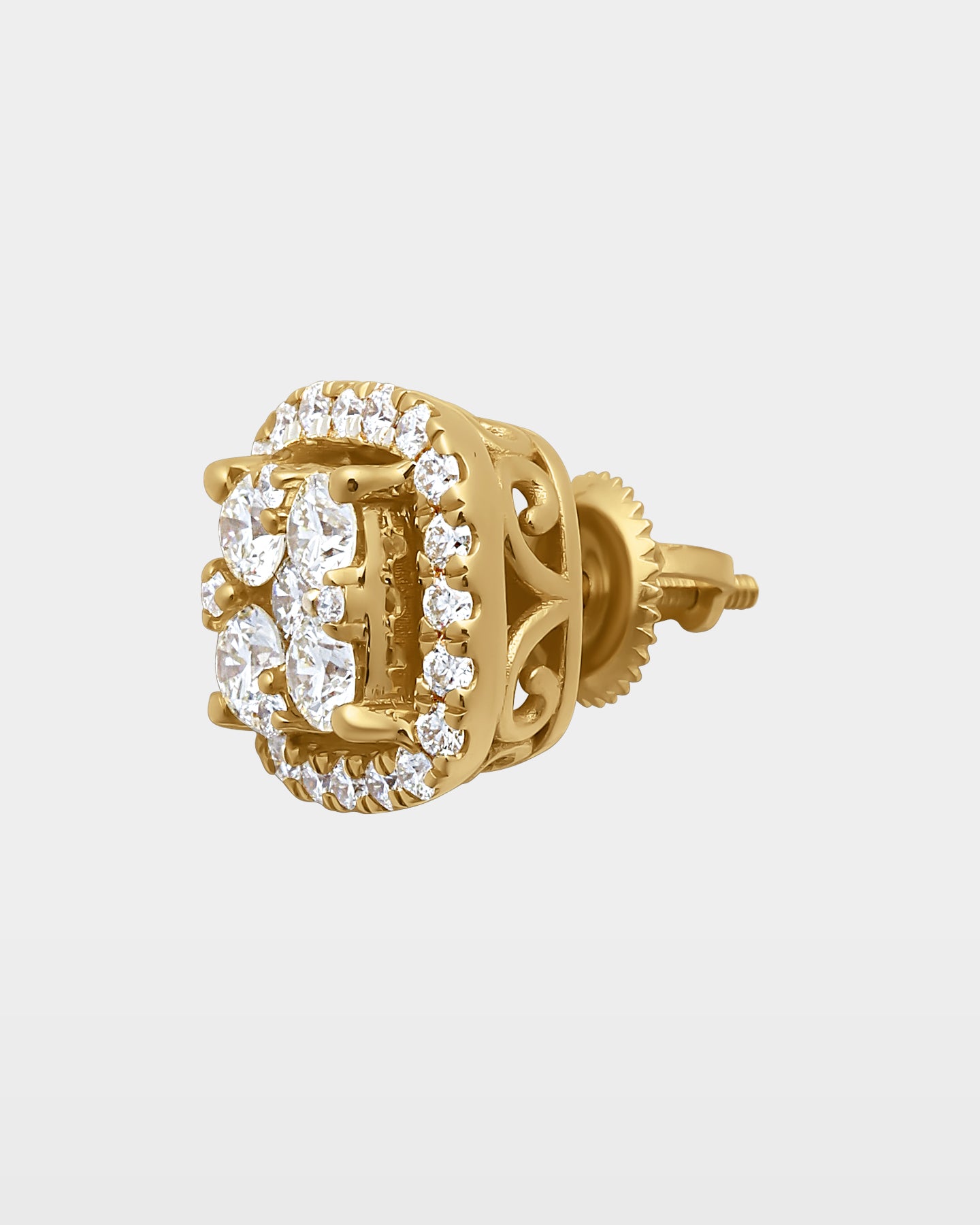 10K Gold Cushion Halo Diamond Studs | The Ice Champ Diamond Jewelry Dallas