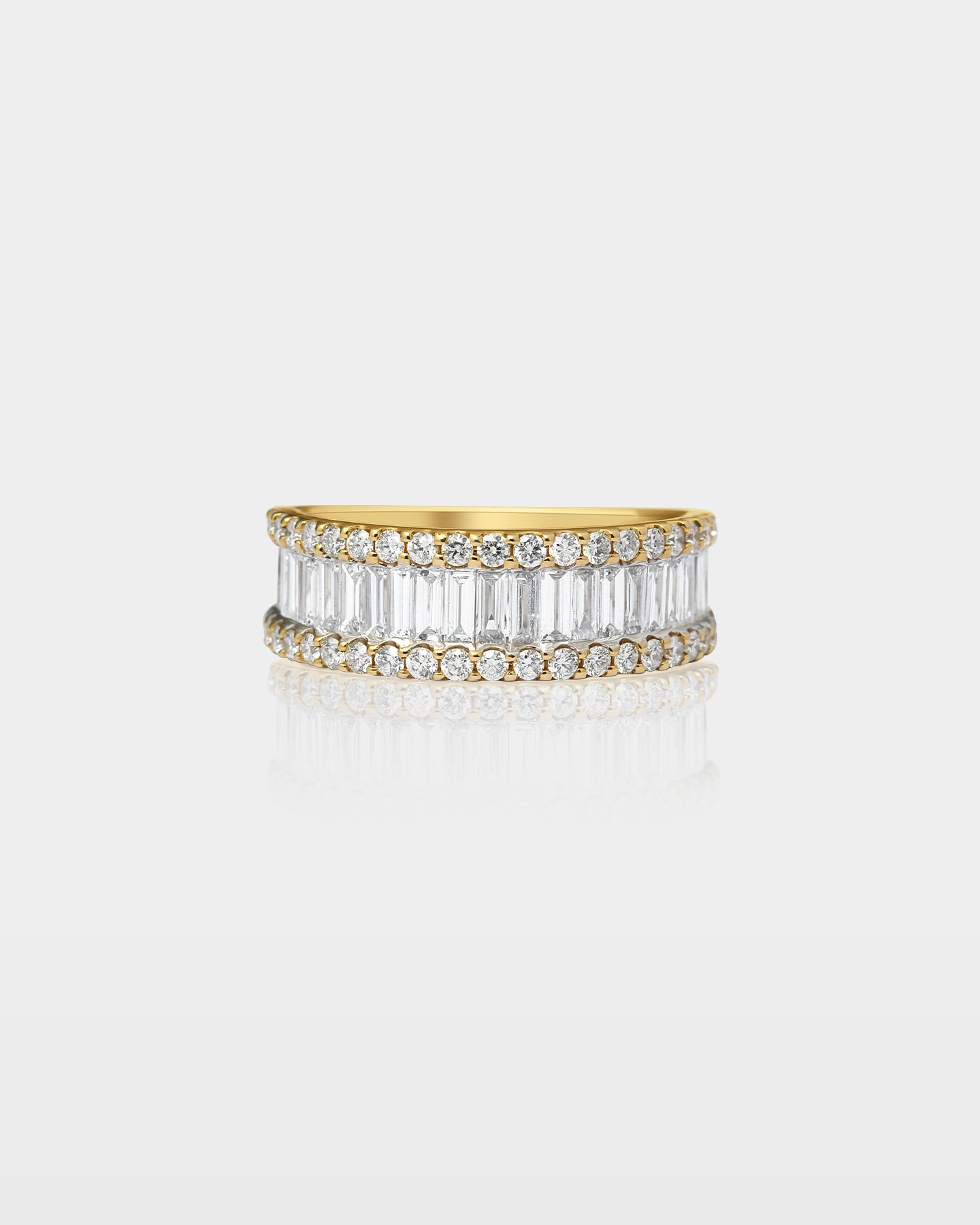 Gold Diamond Row Wide Dress Men's Band | The Ice Champ Grapevine, Texas