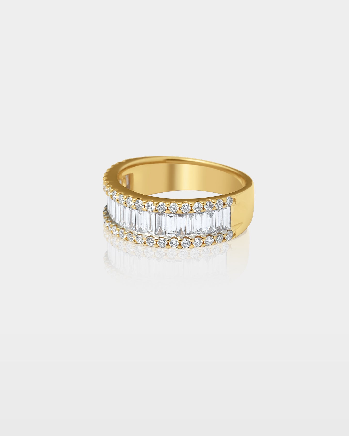 Gold Diamond Row Wide Dress Men's Band | The Ice Champ Grapevine, Texas