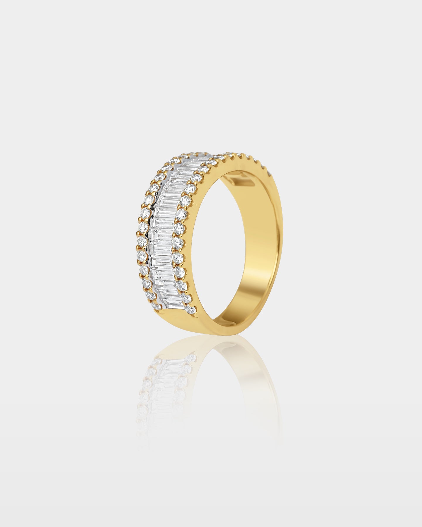 Gold Diamond Row Wide Dress Men's Band | The Ice Champ Grapevine, Texas