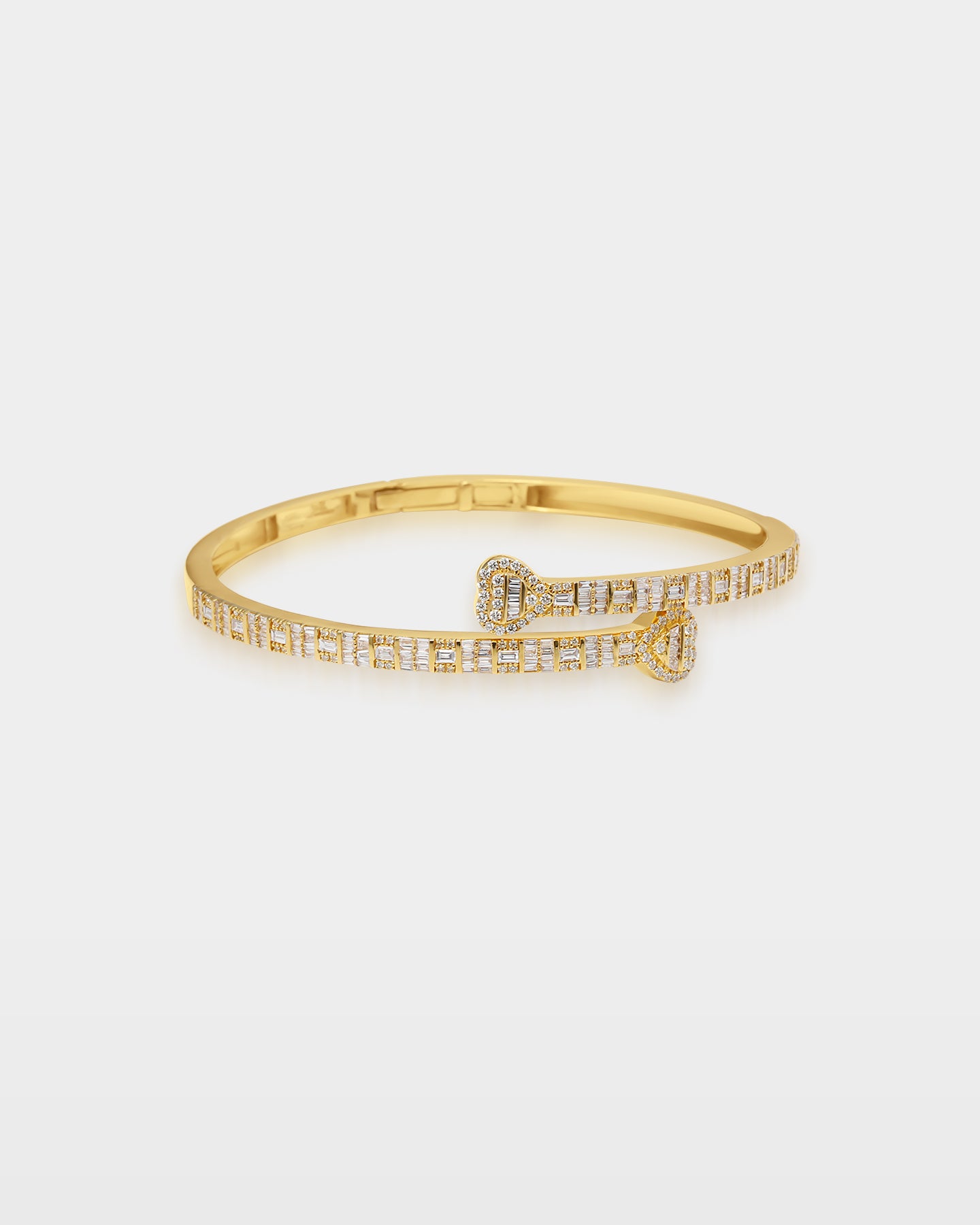 Gold Double Heart Diamond Bangle Bracelet | The Ice Champ Grapevine Texas