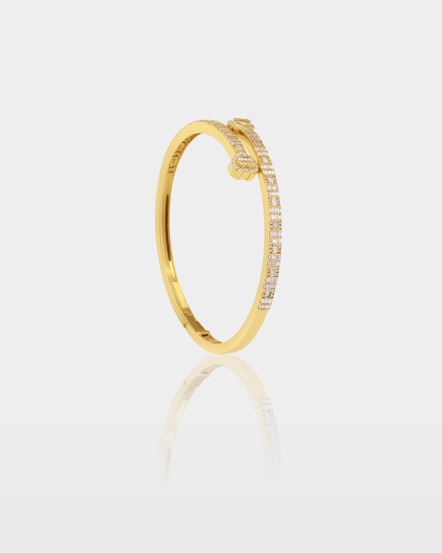 Gold Double Heart Diamond Bangle Bracelet | The Ice Champ Grapevine Texas
