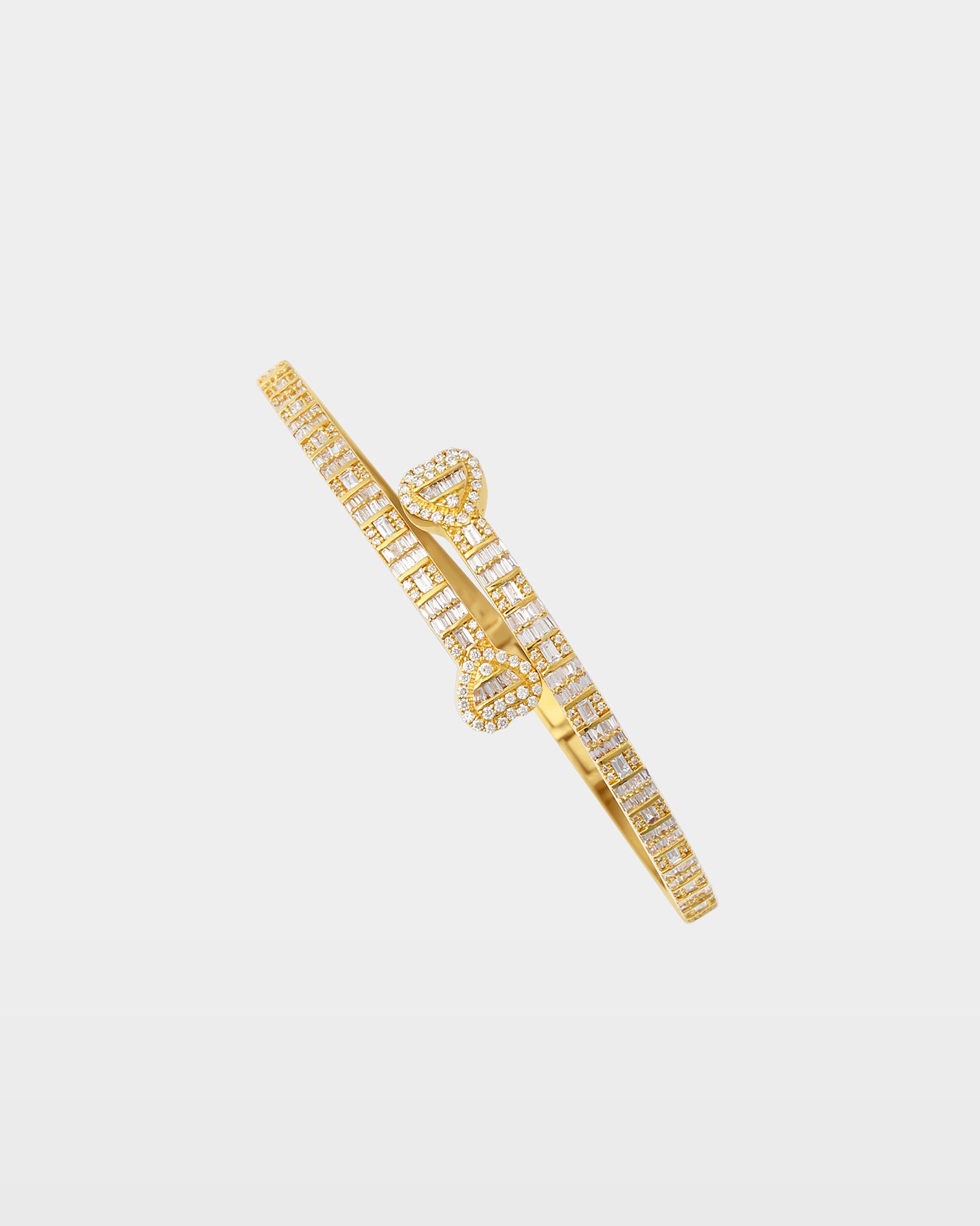 Gold Double Heart Diamond Bangle Bracelet | The Ice Champ Grapevine Texas