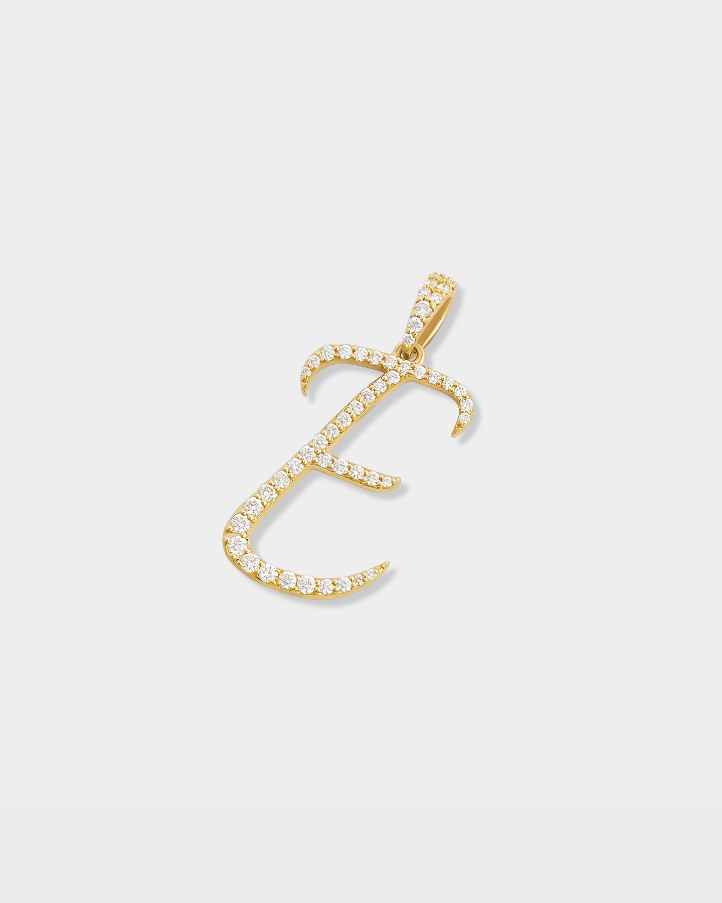 Yellow Gold "E" Letter Diamond Pendant | The Ice Champ TX