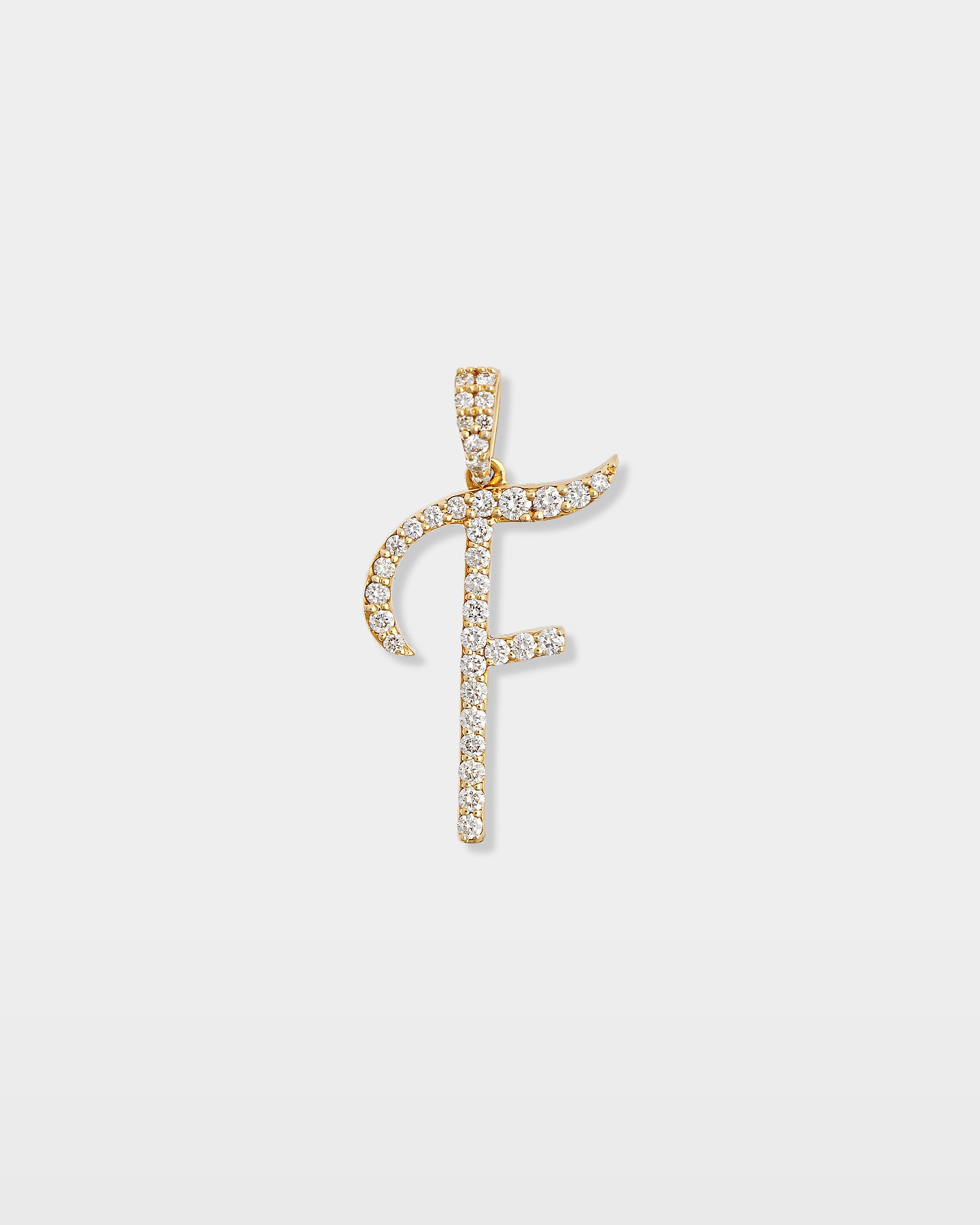 Yellow Gold "F" Letter Diamond Pendant | The Ice Champ Grapevine TX