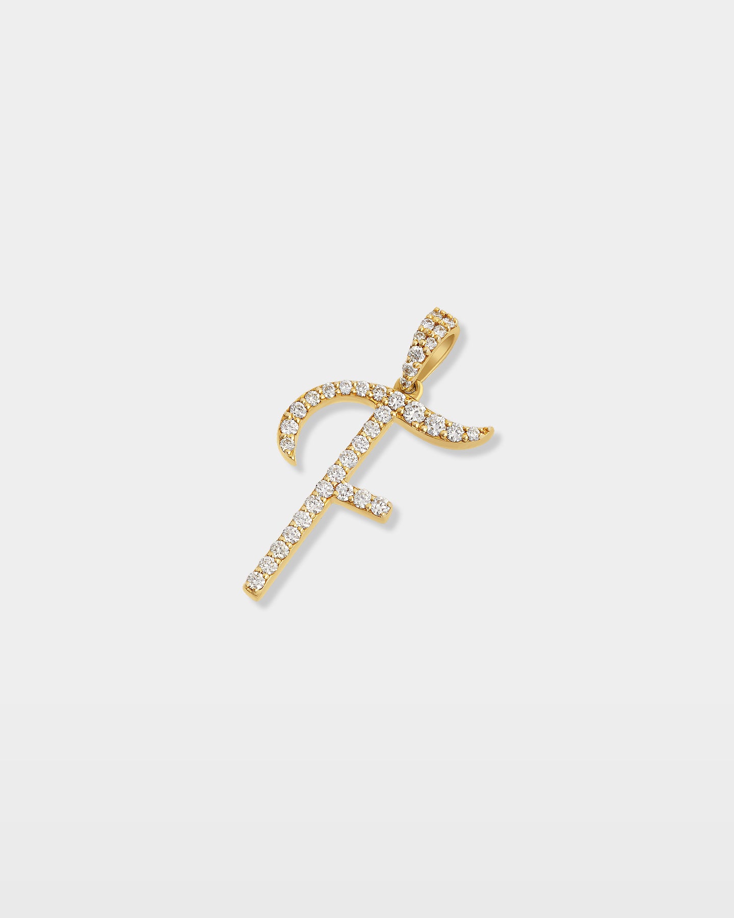 Yellow Gold "F" Letter Diamond Pendant | The Ice Champ Grapevine TX