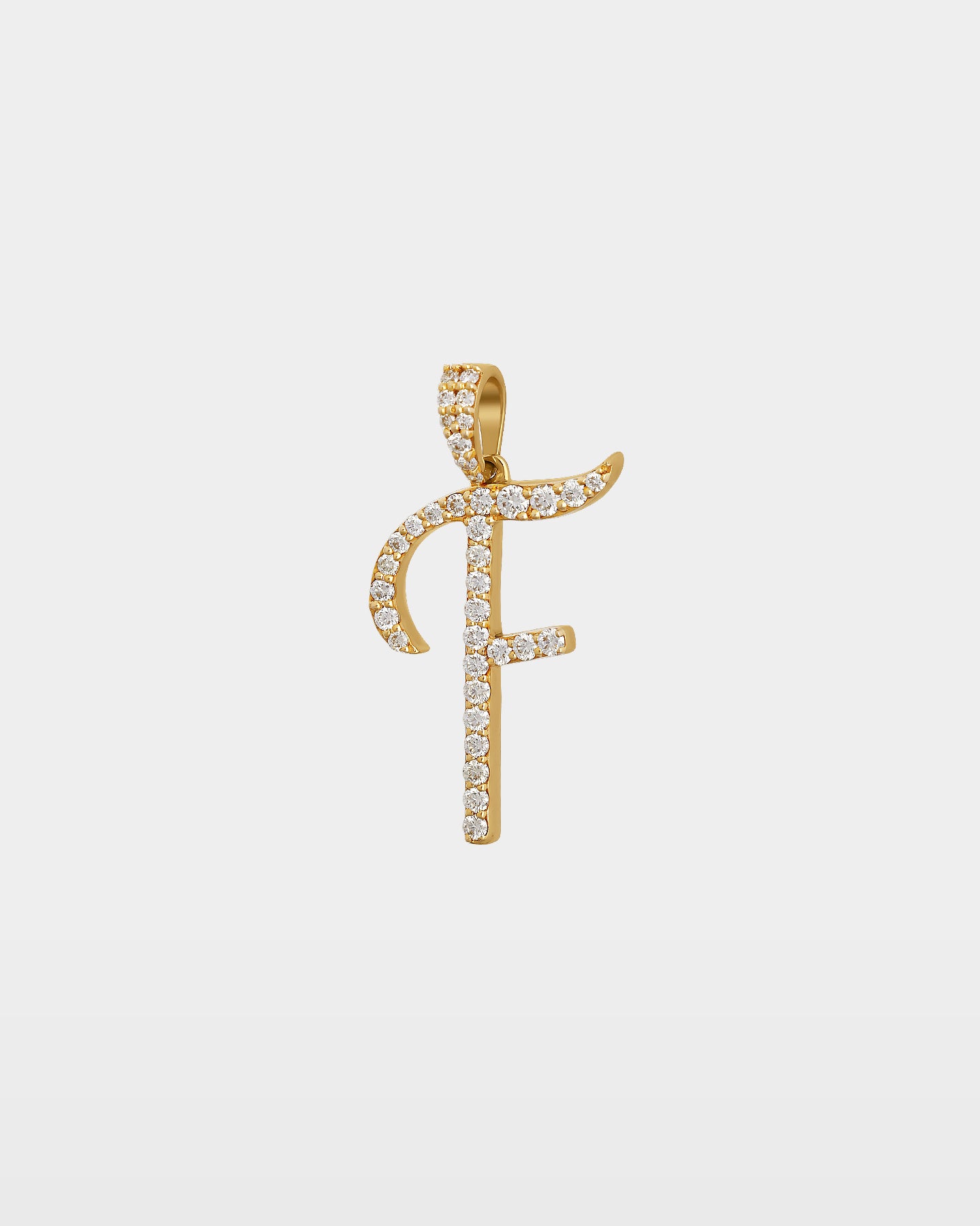 Yellow Gold "F" Letter Diamond Pendant | The Ice Champ Grapevine TX