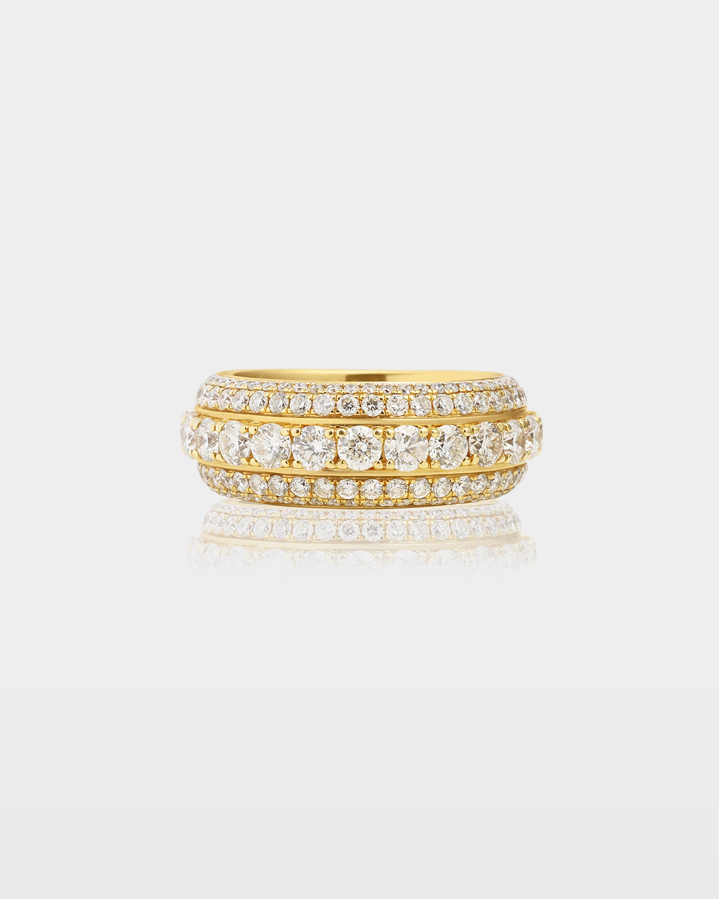 Men's Gold Five Row Framed Layered Diamond Band | The Ice Champ TX