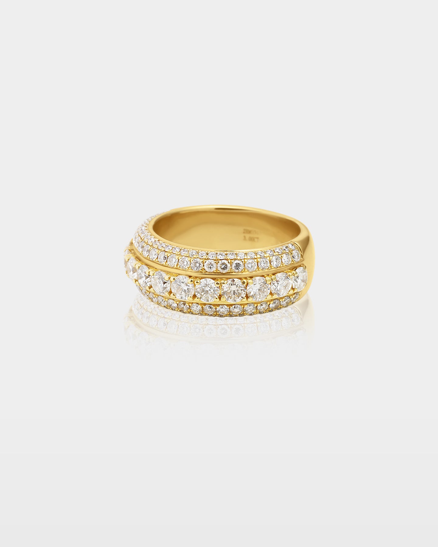 Men's Gold Five Row Framed Layered Diamond Band | The Ice Champ TX