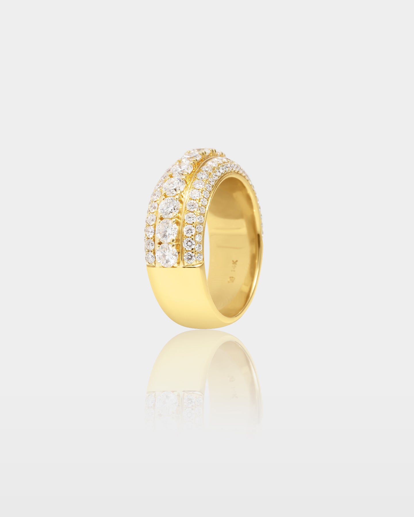 Men's Gold Five Row Framed Layered Diamond Band | The Ice Champ TX