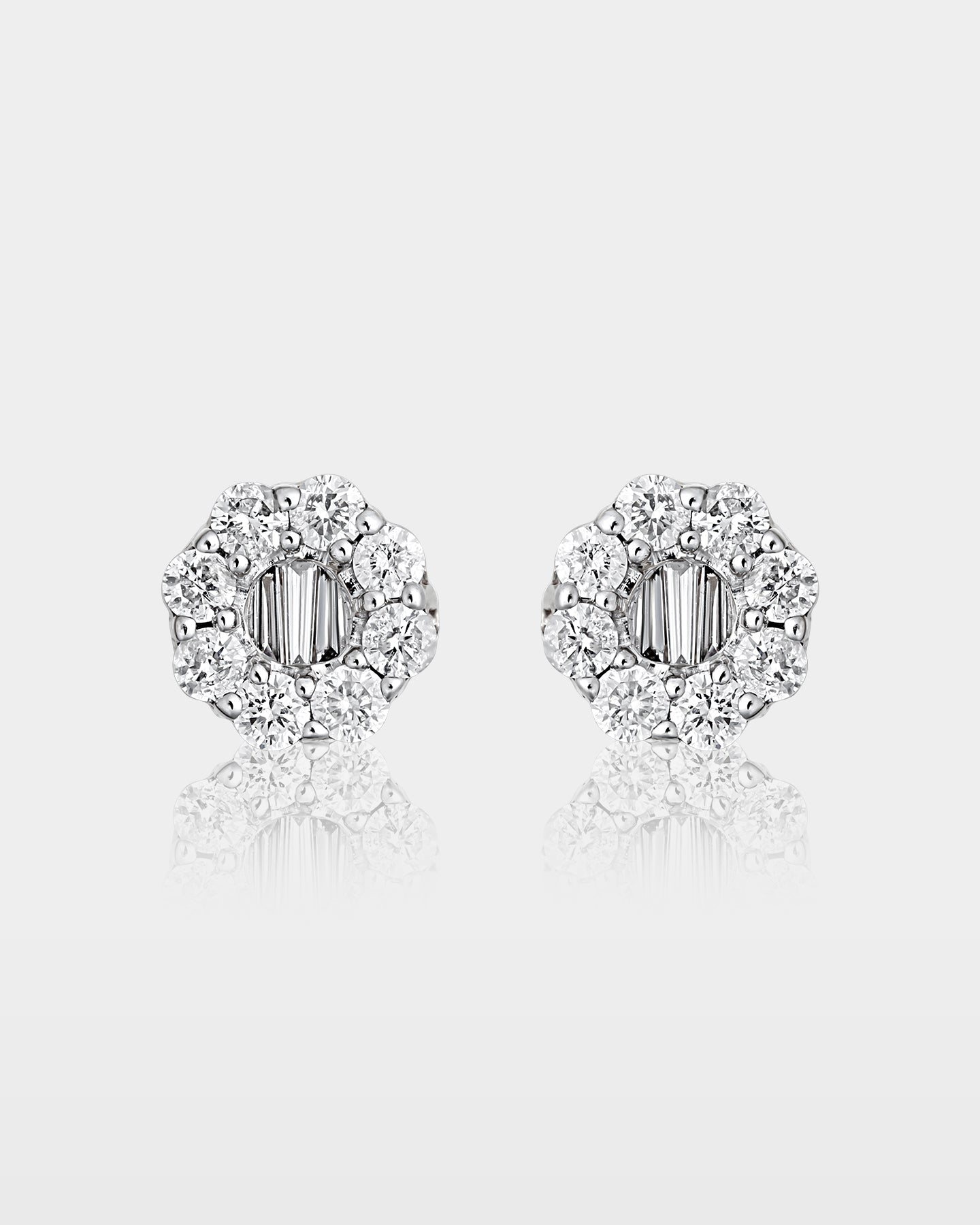 Yellow Gold Floral Mixed Cut Diamond Stud Earrings | The Ice Champ TX