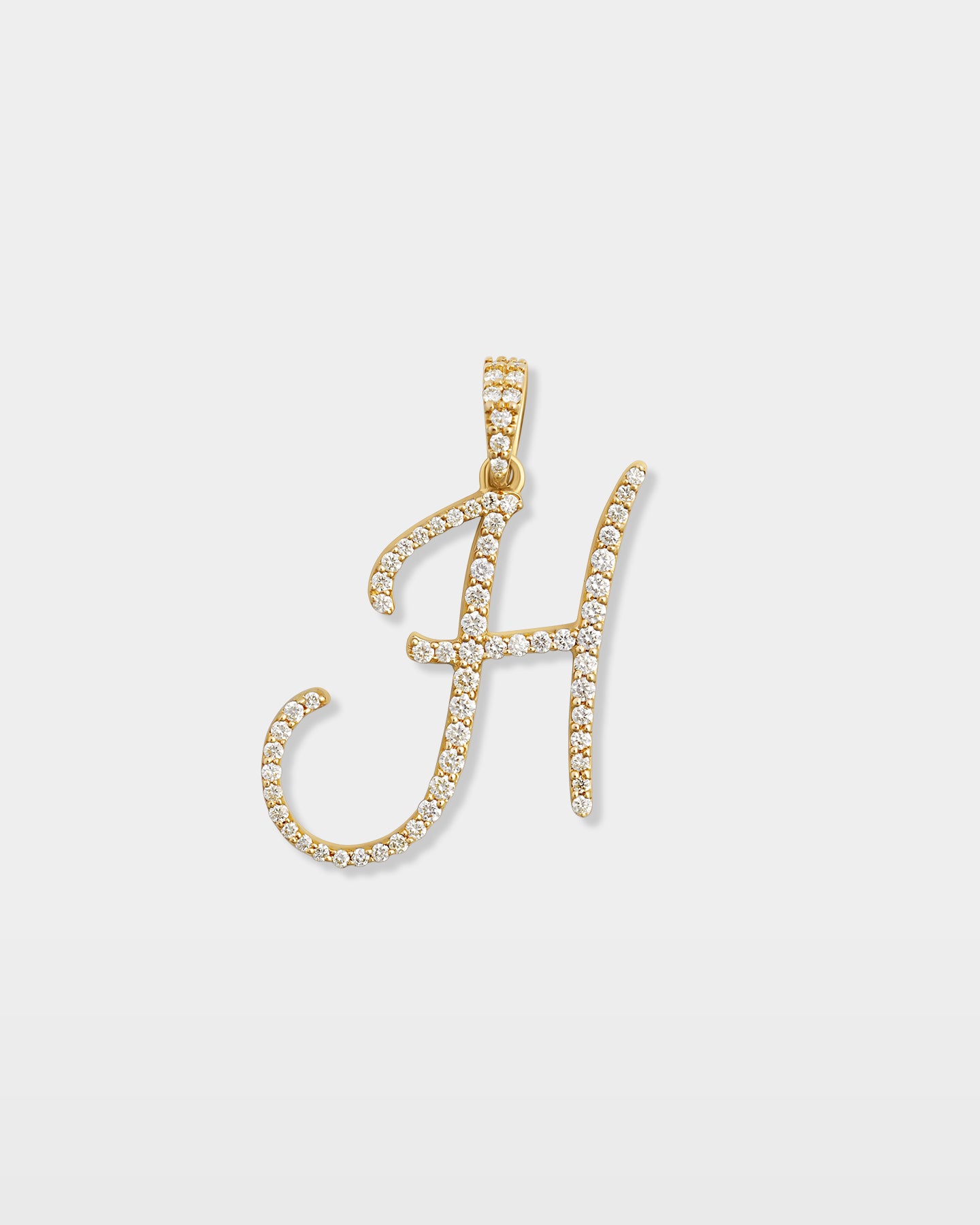 Yellow Gold "H" Letter Diamond Pendant | The Ice Champ Jewelry TX