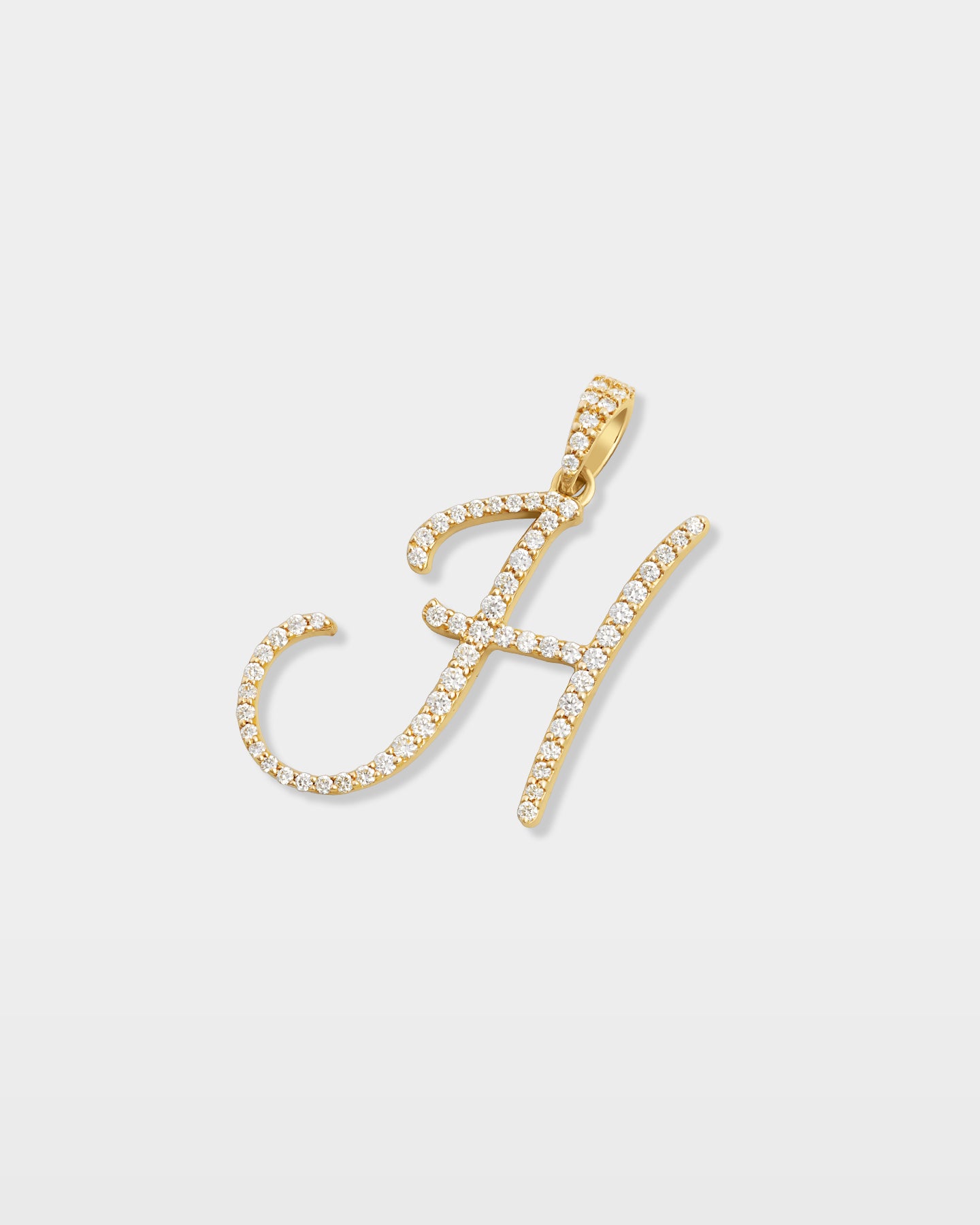 Yellow Gold "H" Letter Diamond Pendant | The Ice Champ Jewelry TX