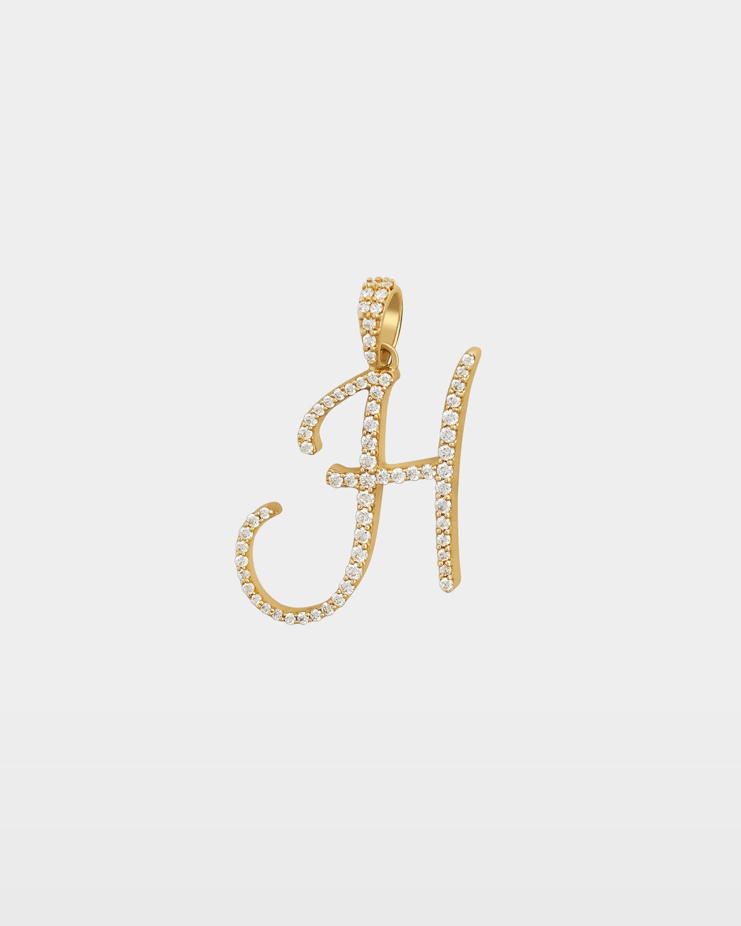 Yellow Gold "H" Letter Diamond Pendant | The Ice Champ Jewelry TX