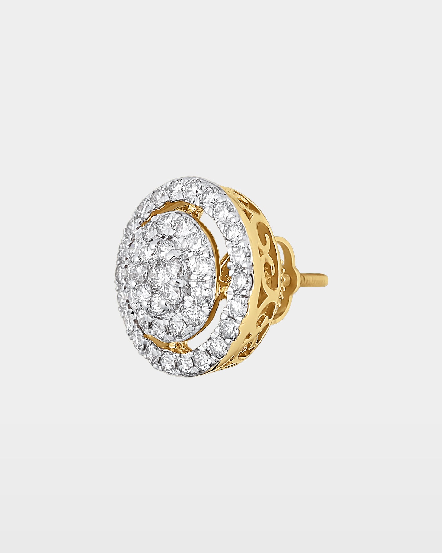 Yellow Gold Halo Cluster Diamond Studs | The Ice Champ Dallas, Texas