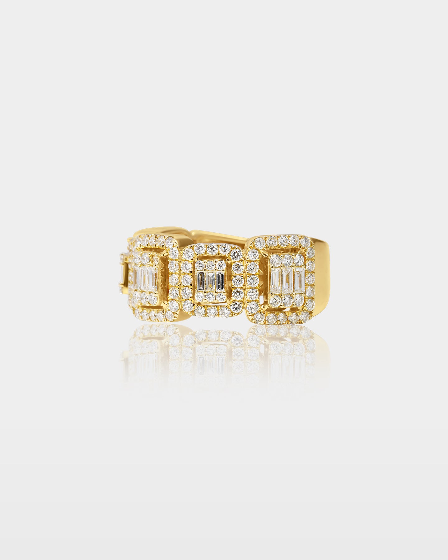 10k Gold Halo Round & Baguette Diamond Band | The Ice Champ Jewelry TX