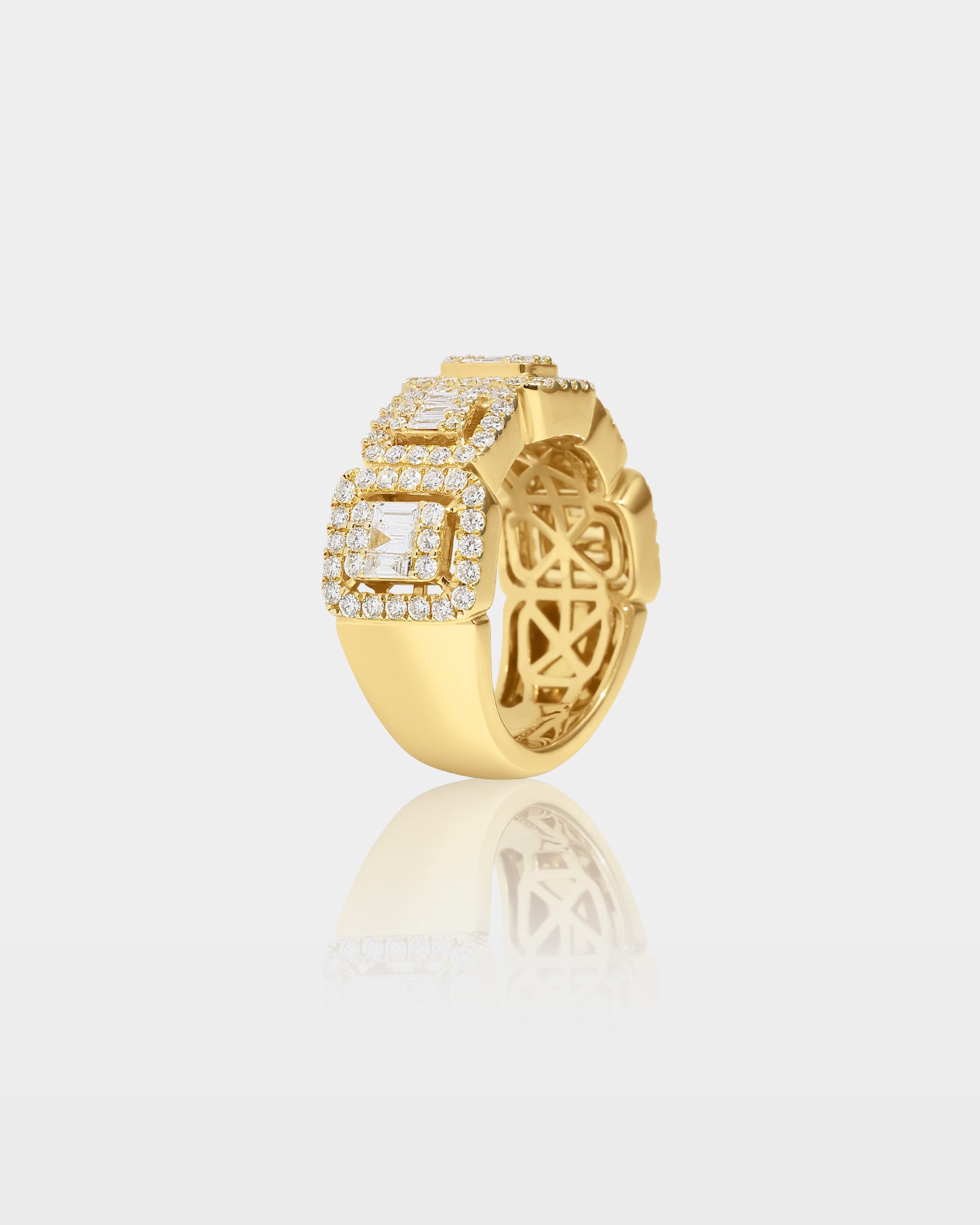 10k Gold Halo Round & Baguette Diamond Band | The Ice Champ Jewelry TX