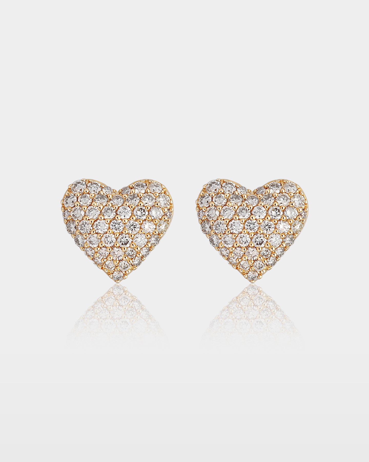 Gold Gold Heart Cluster Diamond Stud Earrings | The Ice Champ Dallas, TX