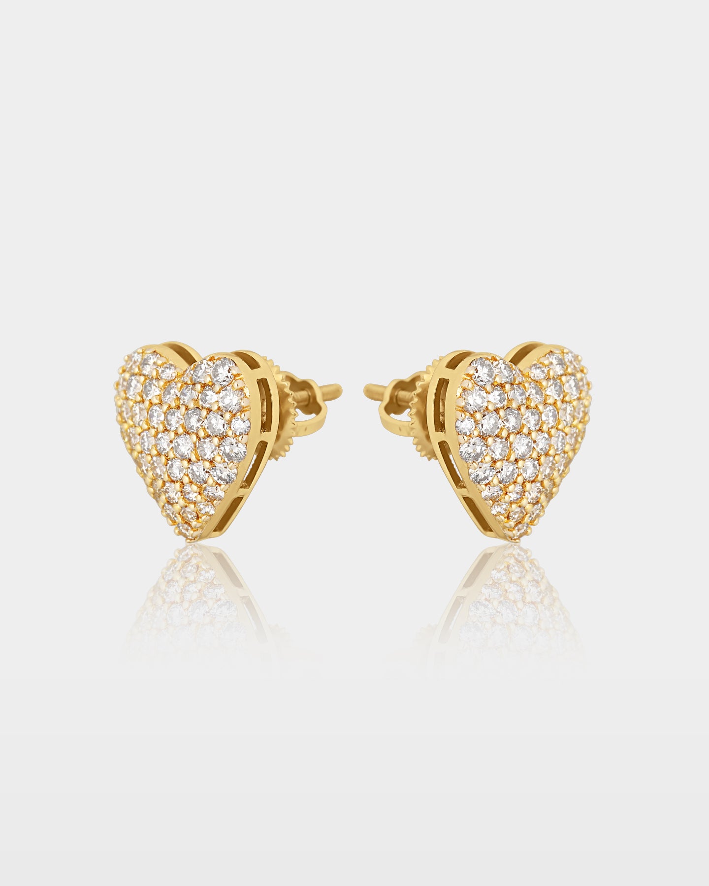 Gold Heart Cluster Diamond Stud Earrings | The Ice Champ Dallas, TX