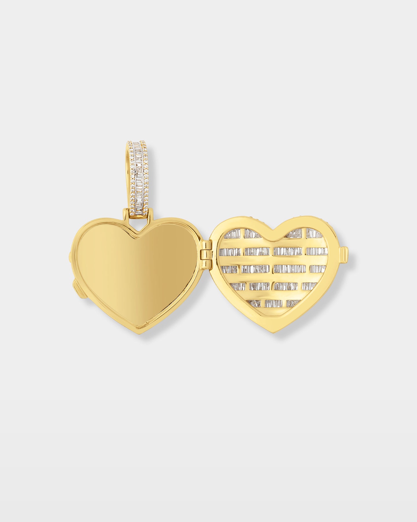 Yellow Gold Heart Locket Diamond Pendant | The Ice Champ