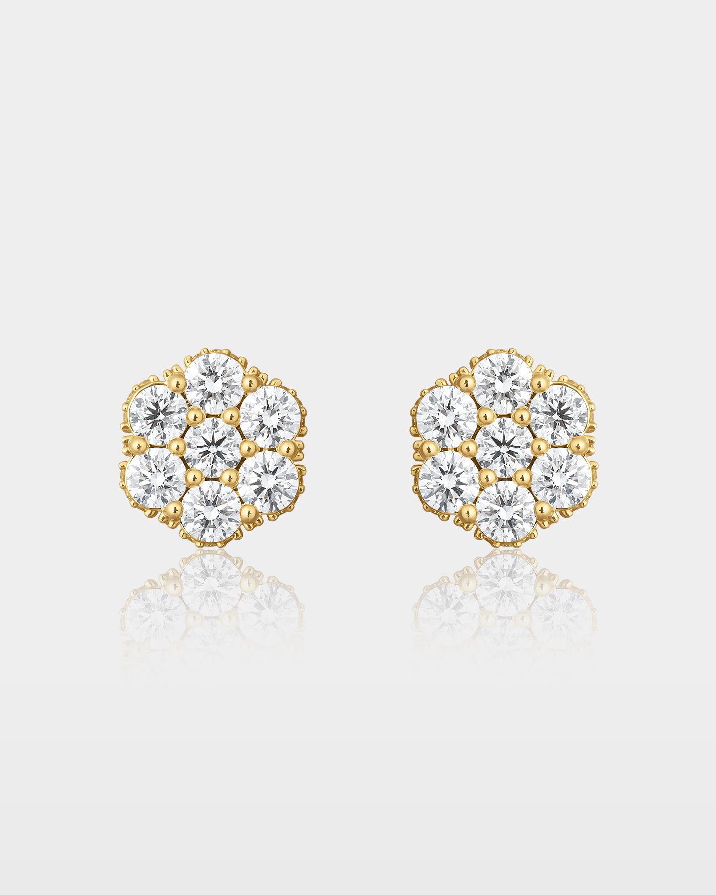 Yellow Gold Iced Flower Diamond Studs | The Ice Champ