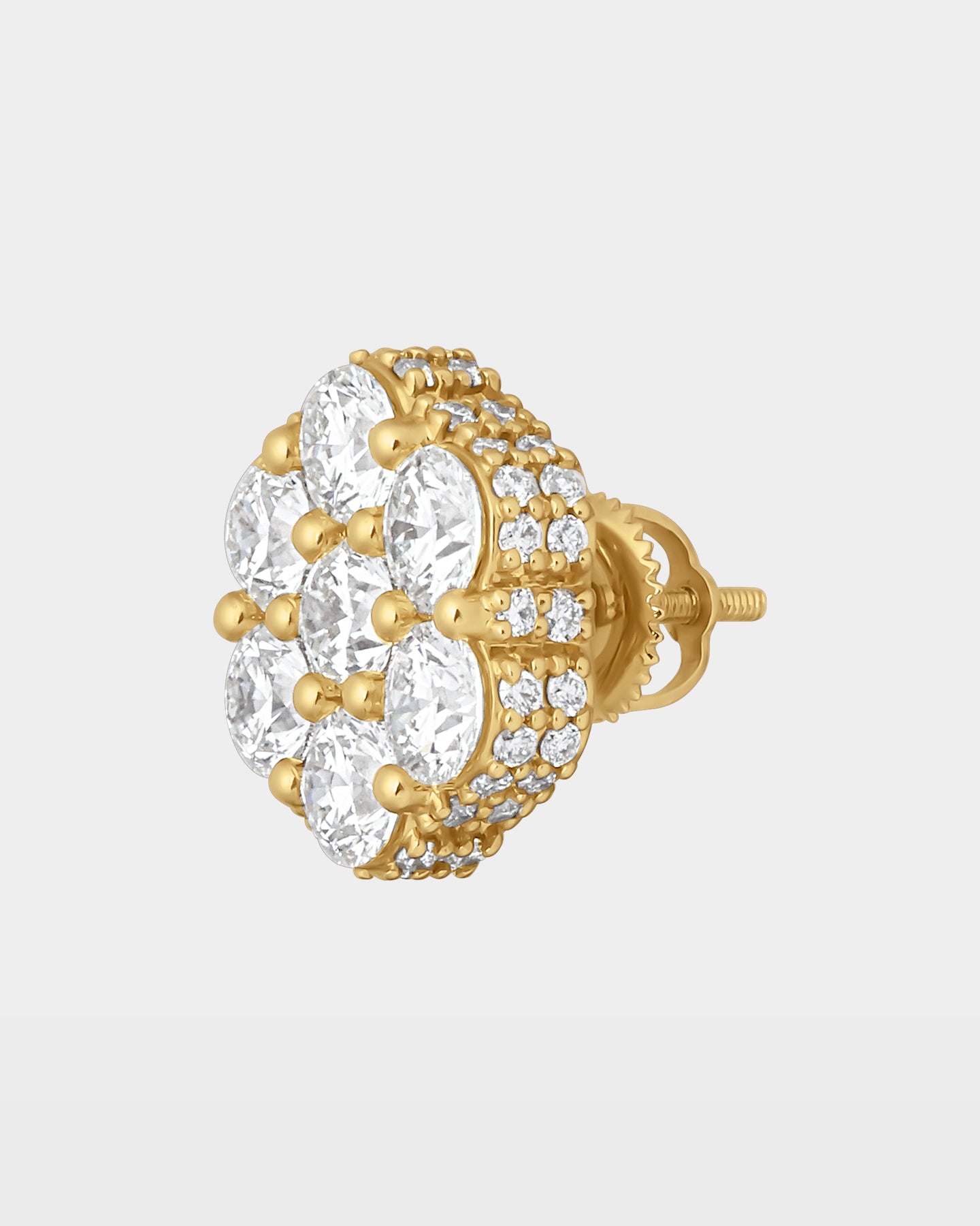 Yellow Gold Iced Flower Diamond Studs | The Ice Champ Dallas, Texas