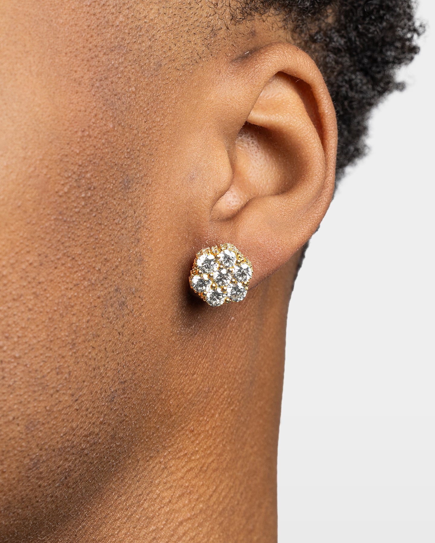 Yellow Gold Iced Flower Diamond Studs | The Ice Champ