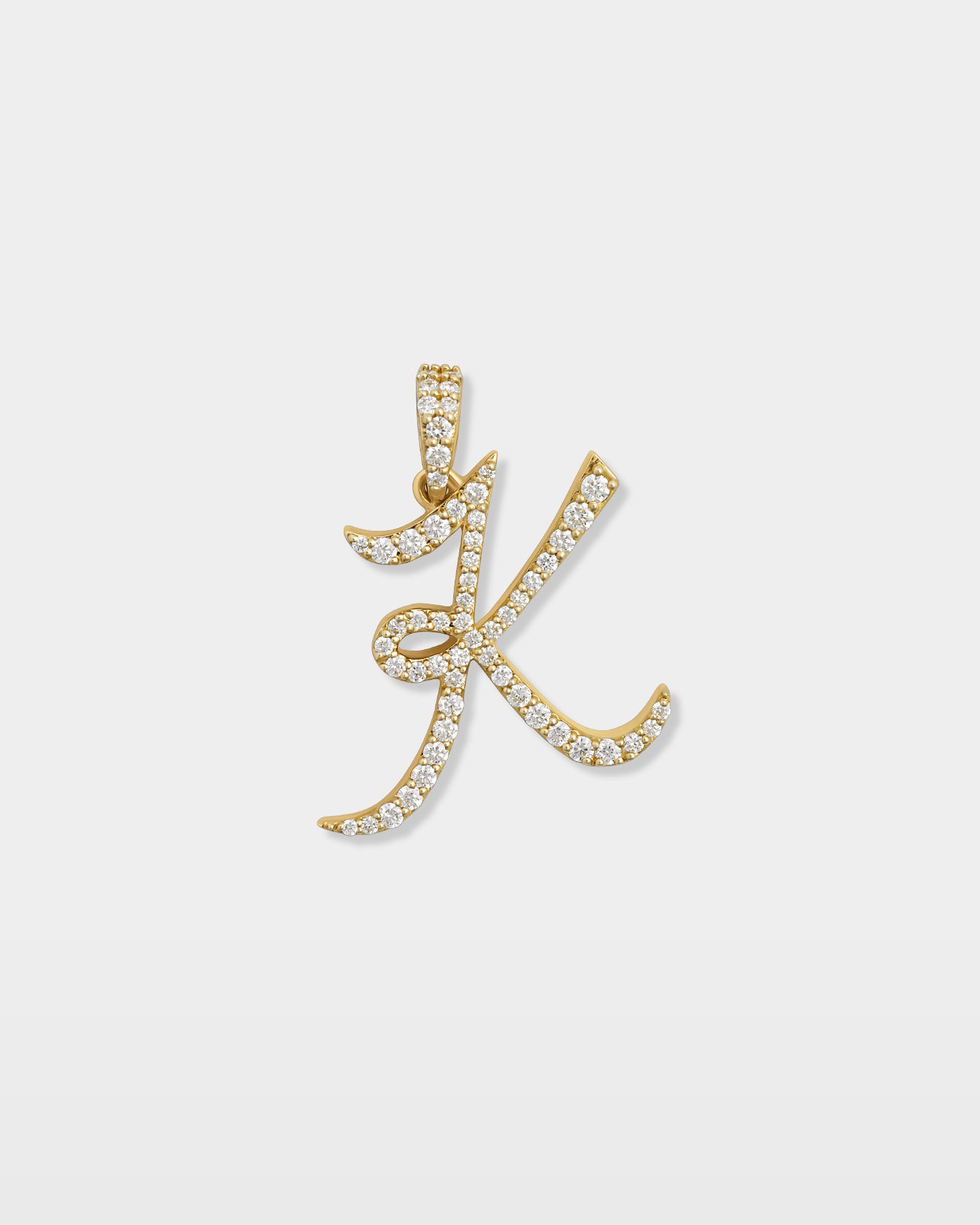 Yellow Gold "K" Letter Diamond Pendant | The Ice Champ Jewelry