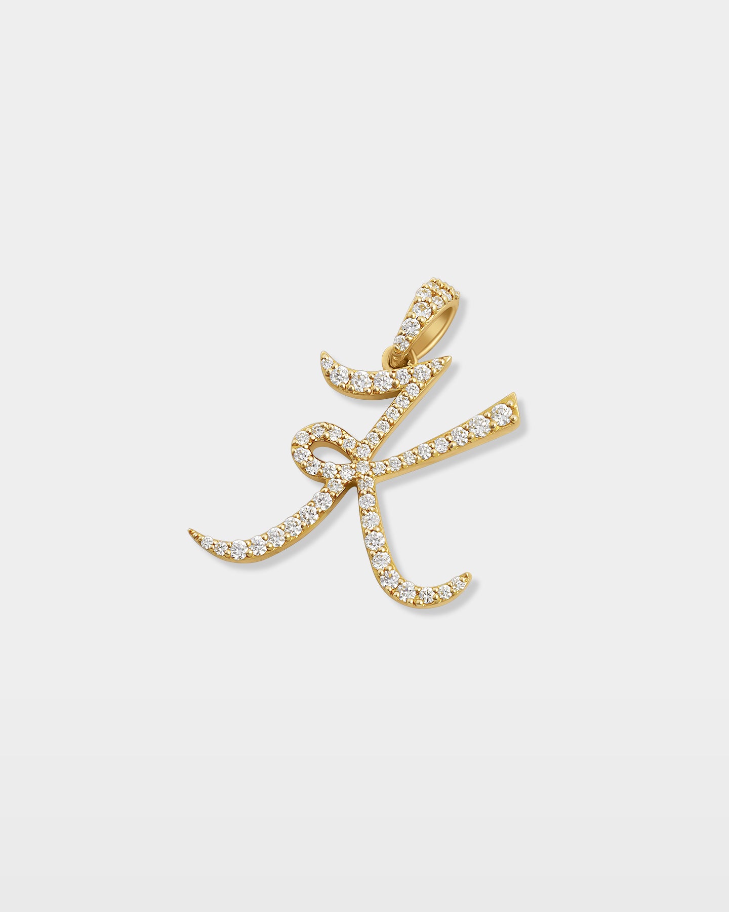 Yellow Gold "K" Letter Diamond Pendant | The Ice Champ Jewelry