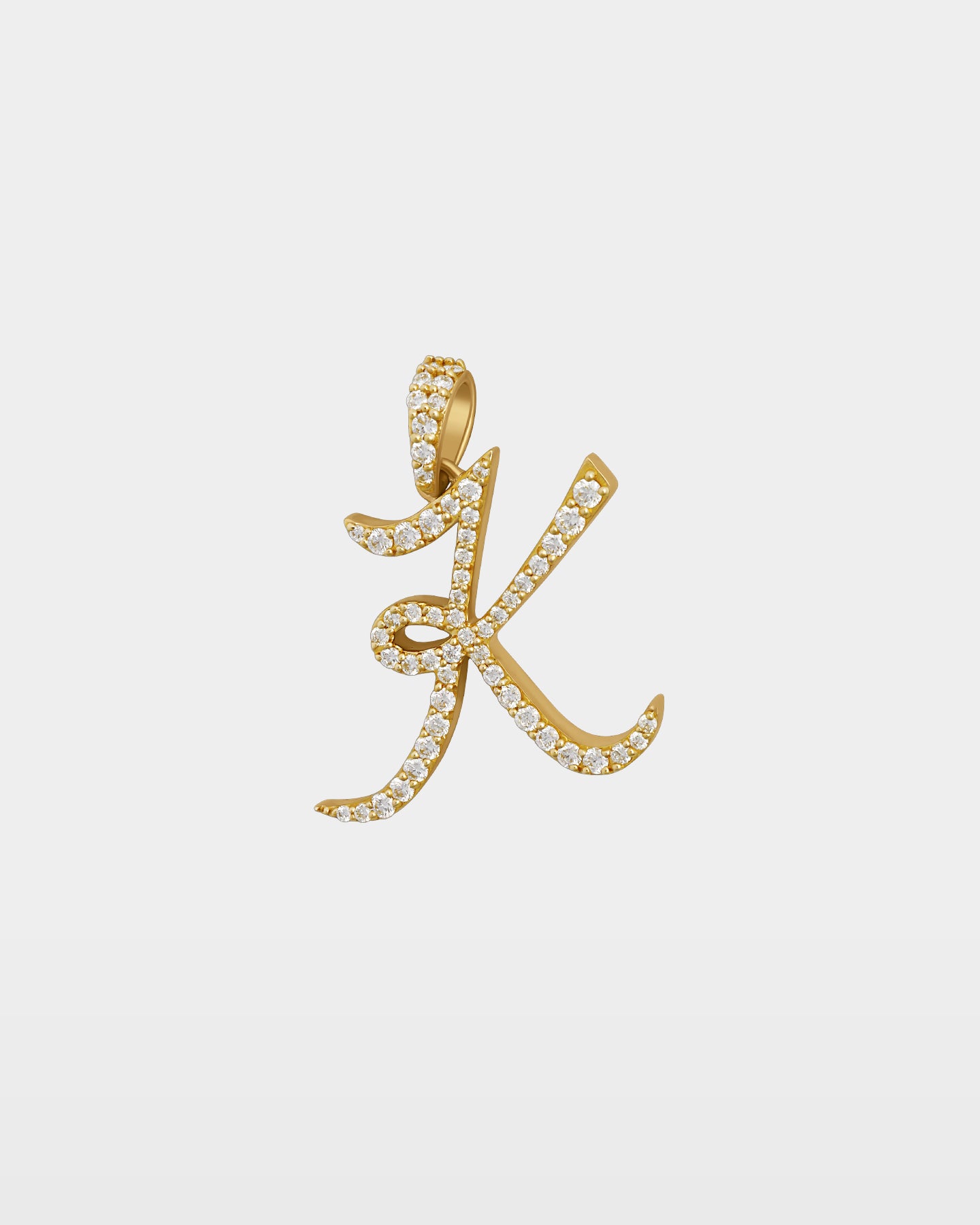 Yellow Gold "K" Letter Diamond Pendant | The Ice Champ Jewelry