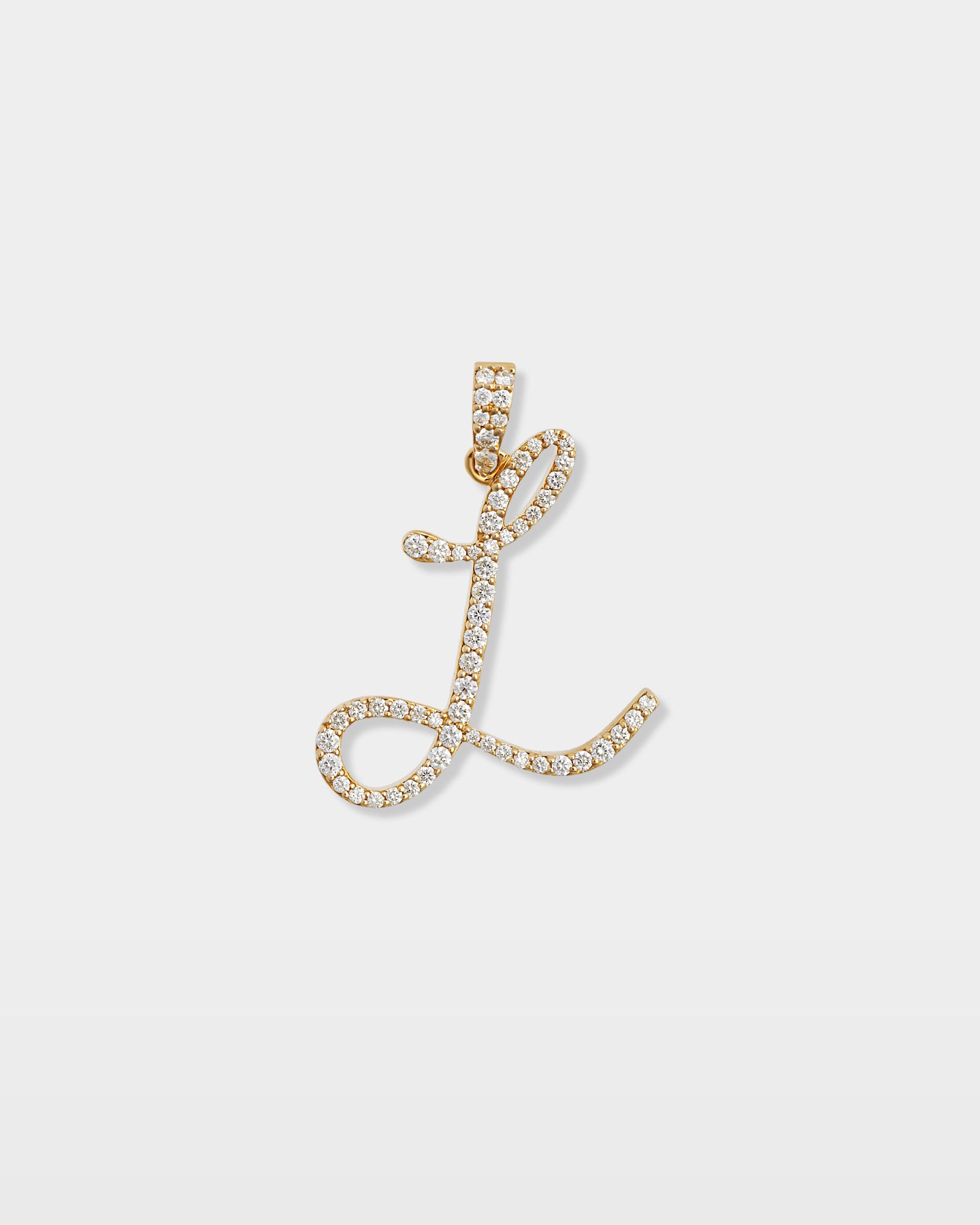 Yellow Gold "L" Diamond Initial Pendant | The Ice Champ Grapevine