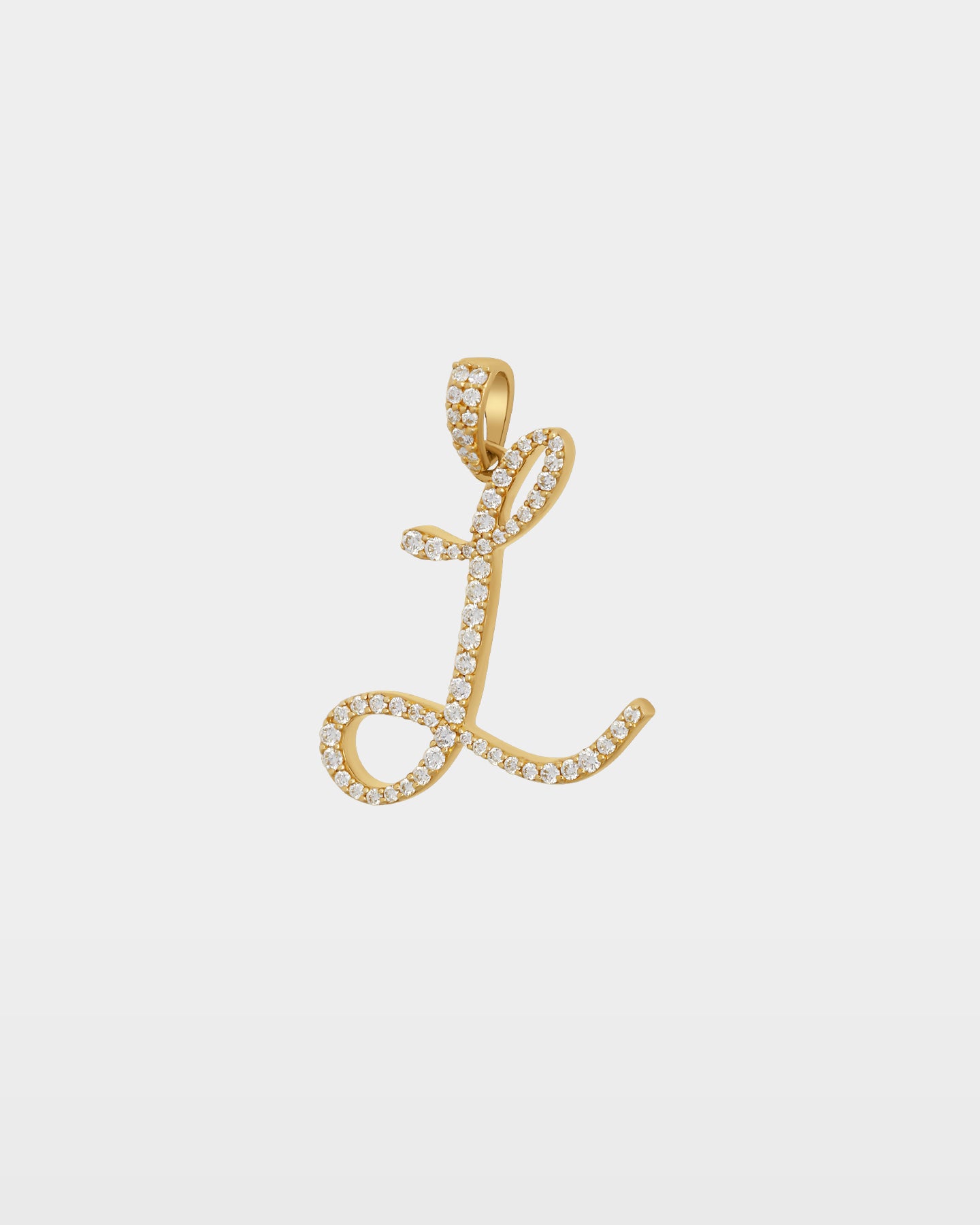 Yellow Gold "L" Diamond Initial Pendant | The Ice Champ Grapevine
