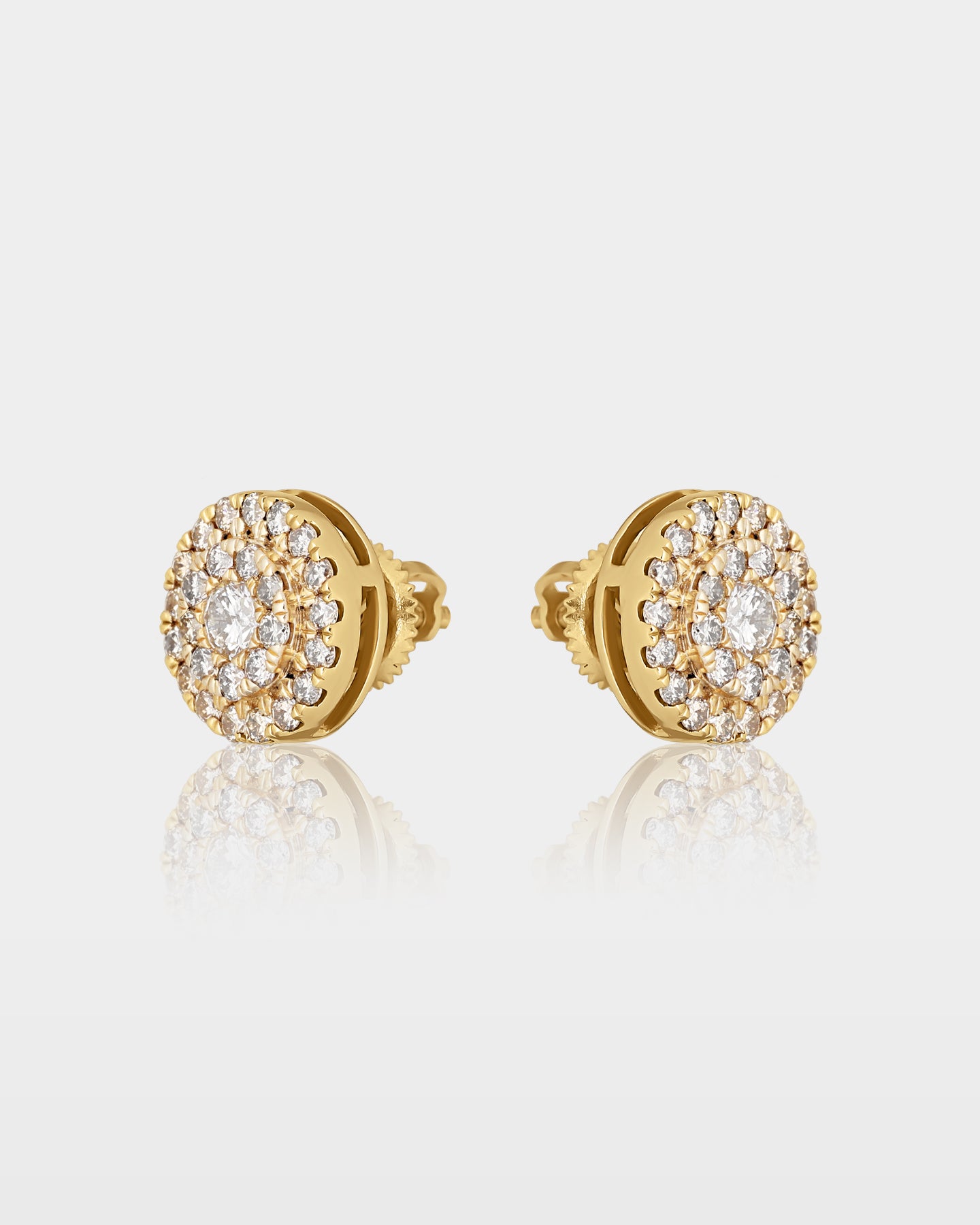 Yellow Gold Layered Cluster Diamond Studs | The Ice Champ Dallas, TX
