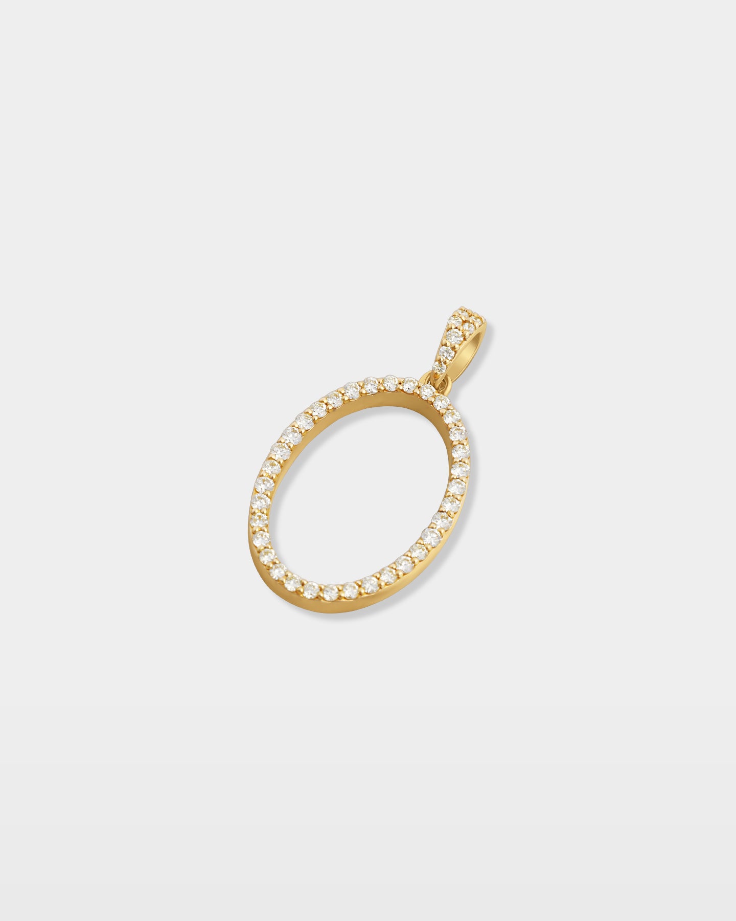 Yellow Gold "O" Letter Diamond Pendant | The Ice Champ Jewelry TX