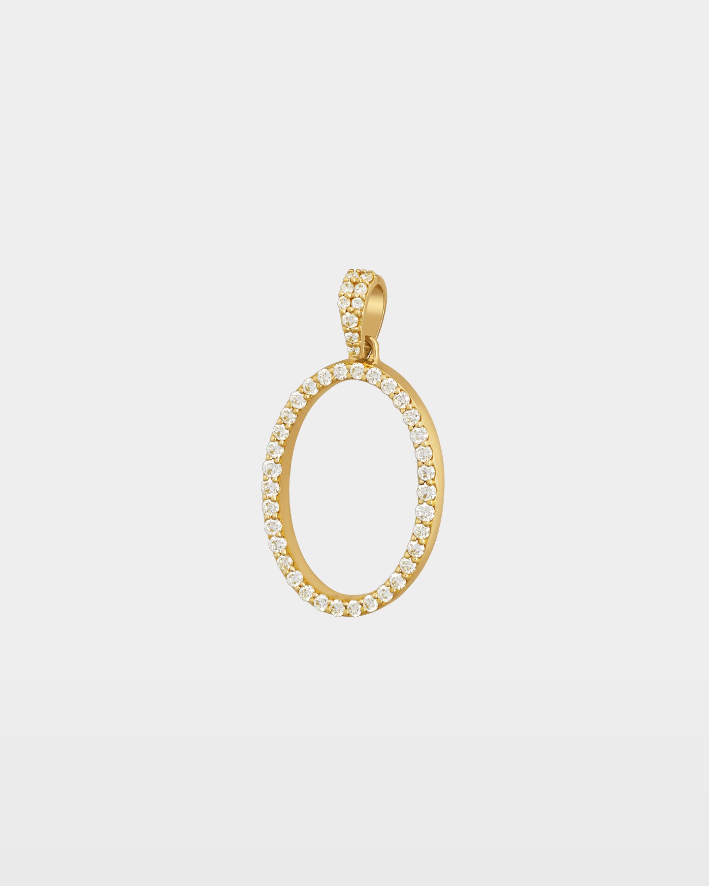Yellow Gold "O" Letter Diamond Pendant | The Ice Champ Jewelry TX