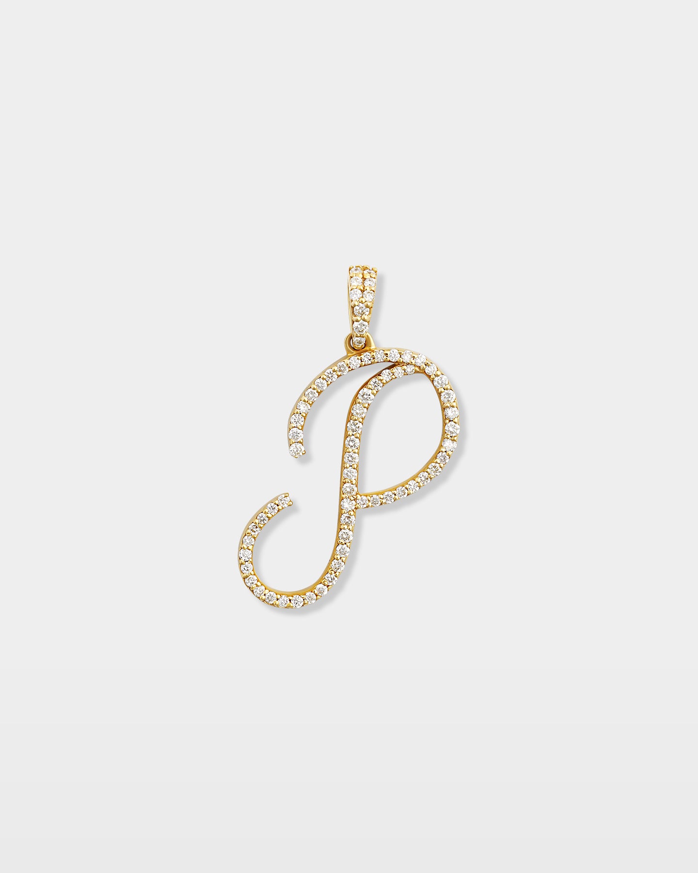 Yellow Gold "P" Letter Diamond Pendant | The Ice Champ Jewelry