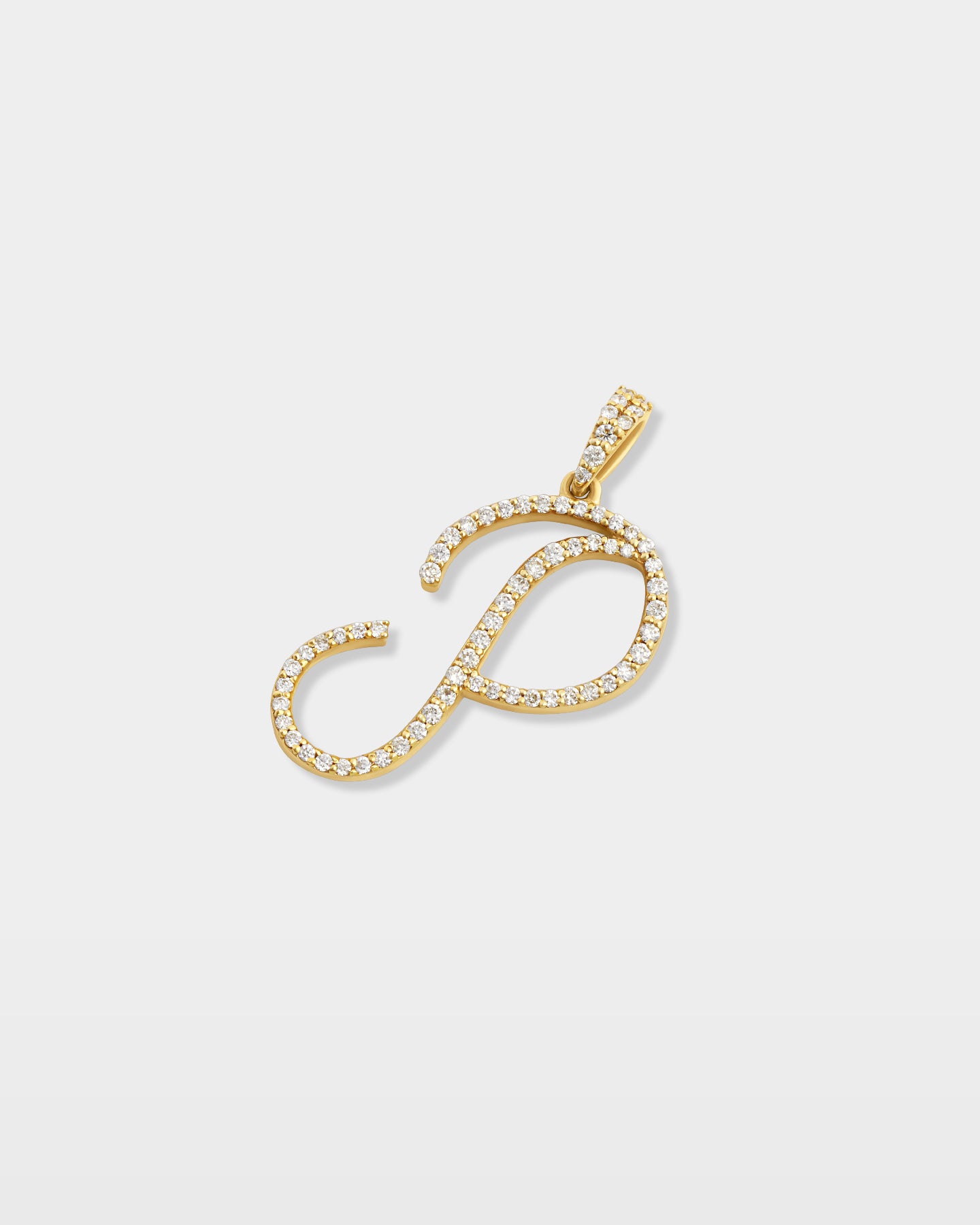 Yellow Gold "P" Letter Diamond Pendant | The Ice Champ Jewelry